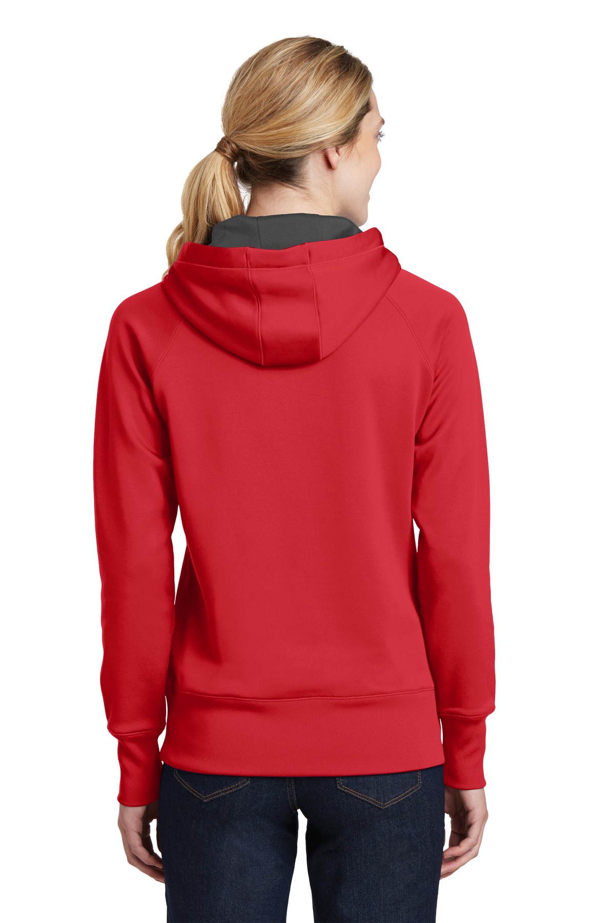 LST250 Sport-Tek Ladies Tech Fleece Hooded Sweatshirt. - Back Image