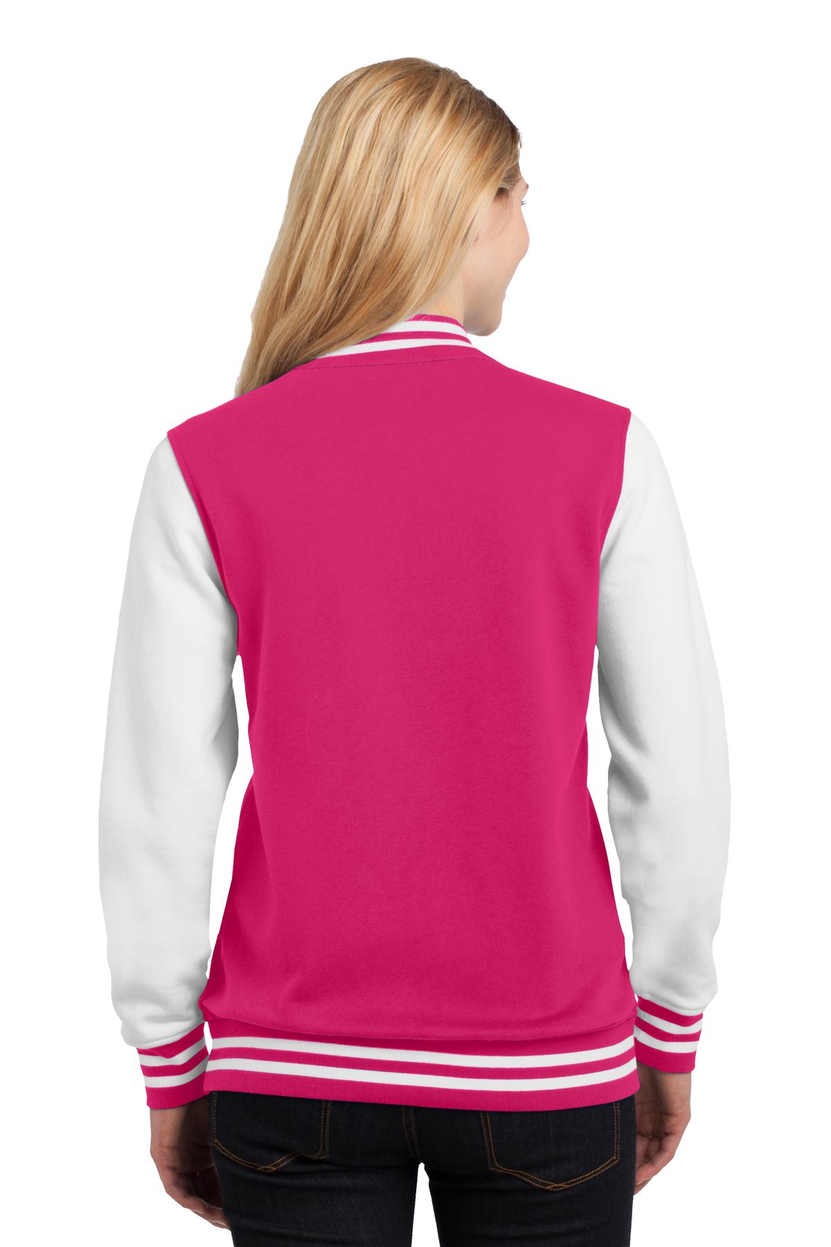 LST270 Sport-Tek Ladies Fleece Letterman Jacket - Back Image