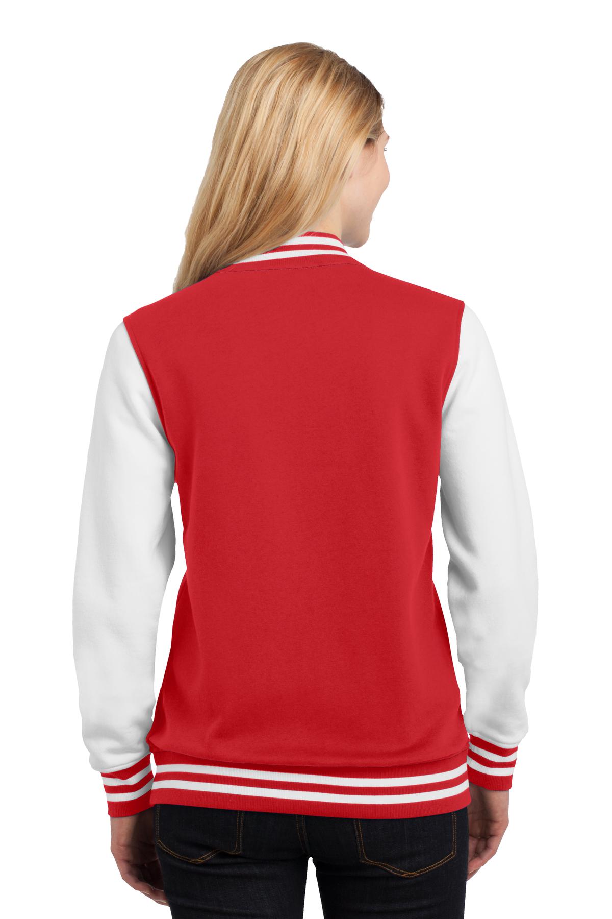 LST270 Sport-Tek Ladies Fleece Letterman Jacket. - Back Image