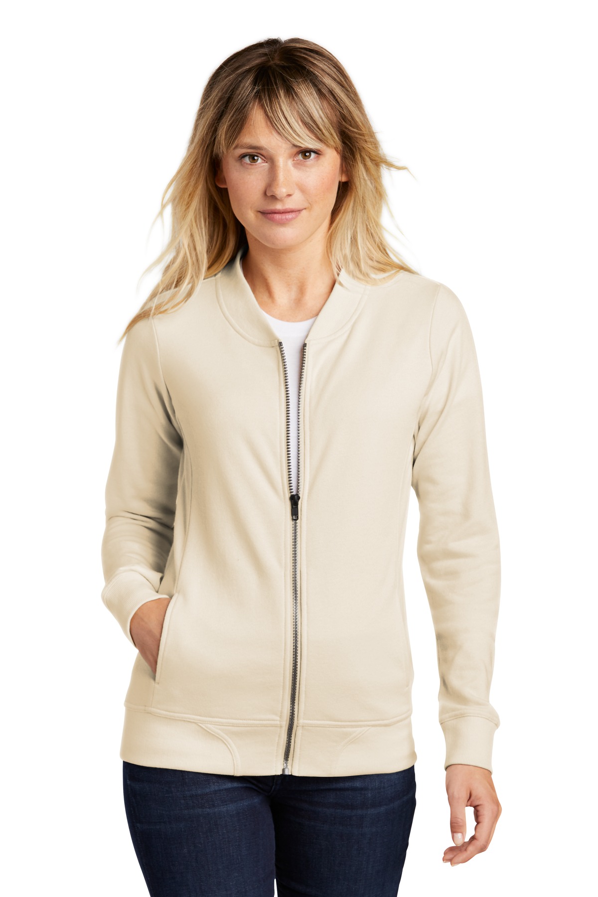 LST274 Sport-Tek Ladies Lightweight French Terry Bomber. Zoom Image