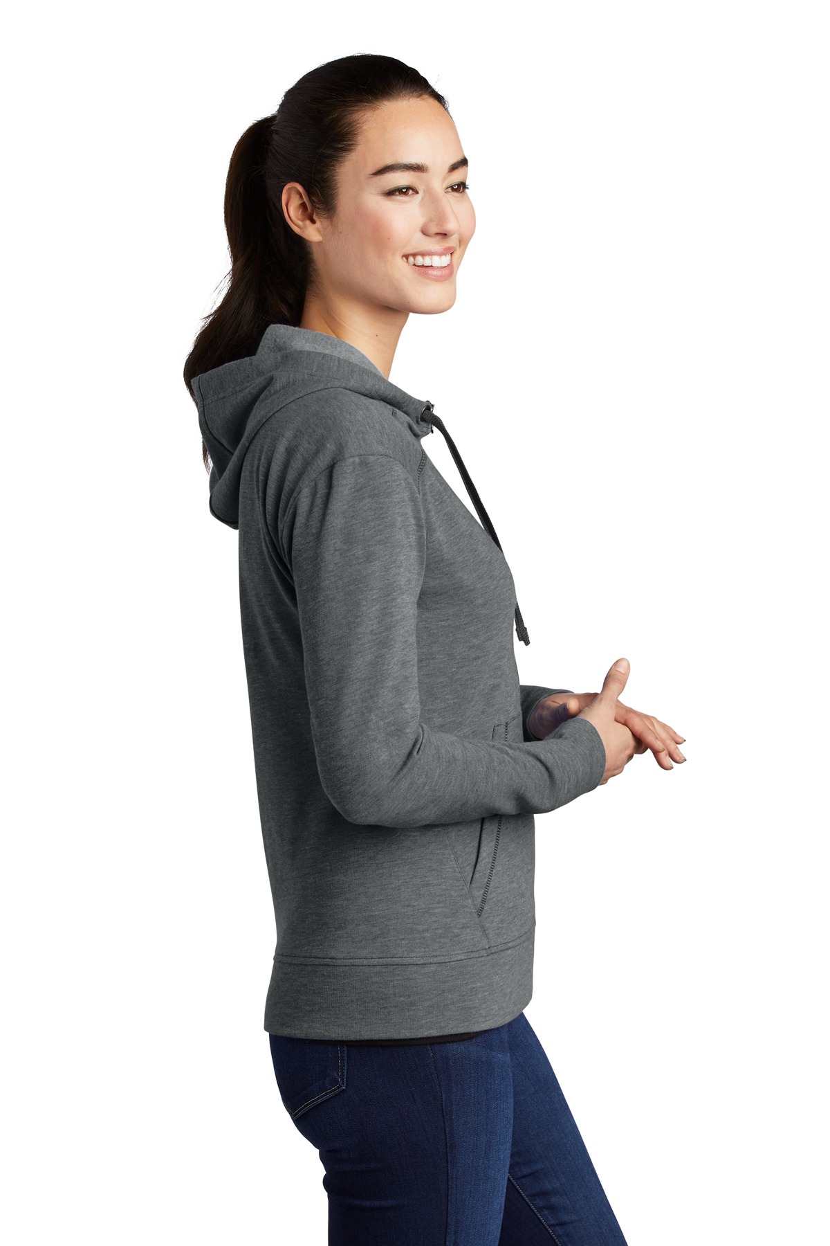 LST293 Sport-Tek Ladies PosiCharge Tri-Blend Wicking Fleece Full-Zip Hooded Jacket - Siide Image