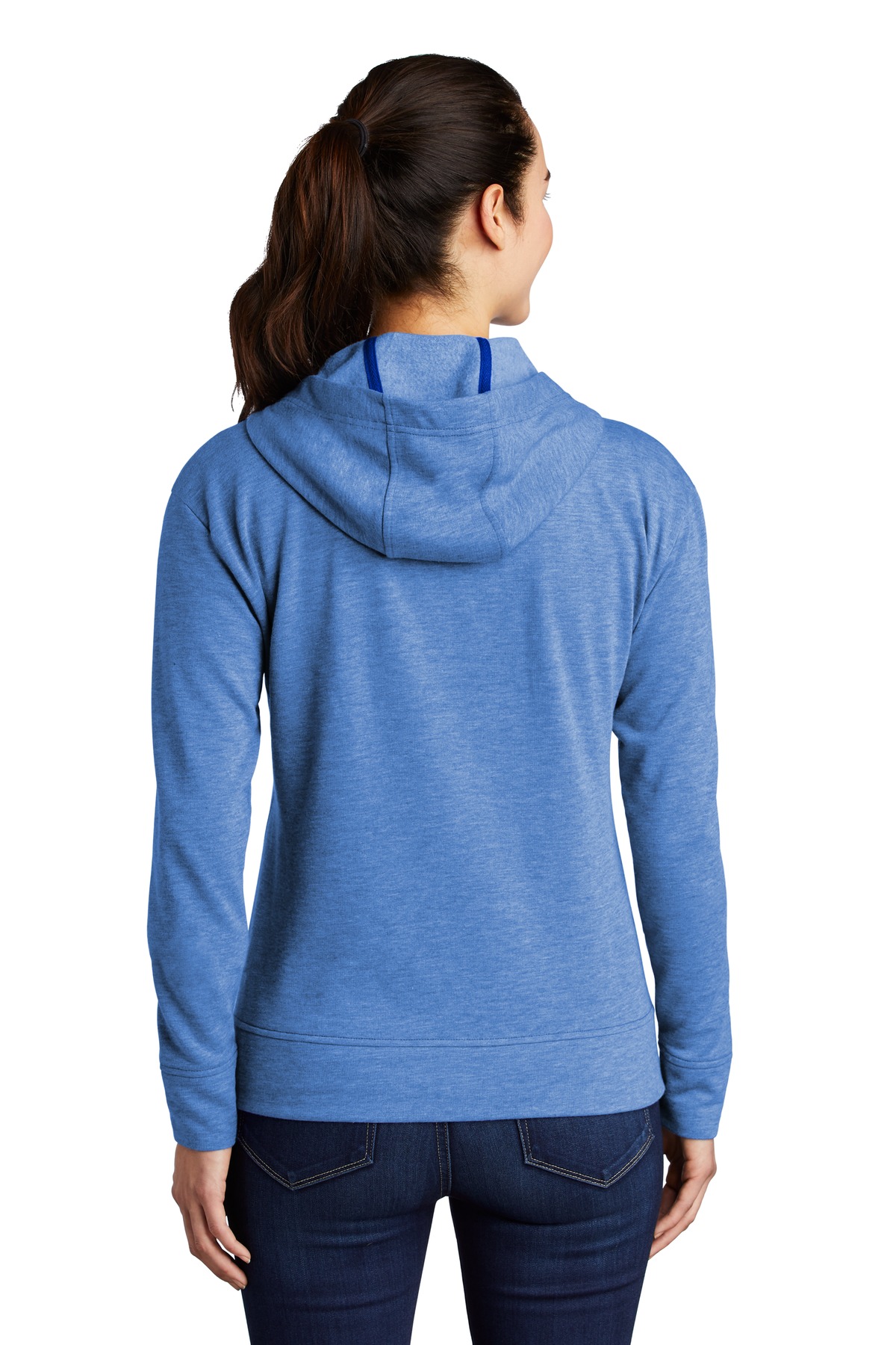 LST293 Sport-Tek Ladies PosiCharge Tri-Blend Wicking Fleece Full-Zip Hooded Jacket LST293 Sport-Tek Ladies PosiCharge Tri-Blend Wicking Fleece Full-Zip Hooded Jacket - Back Image