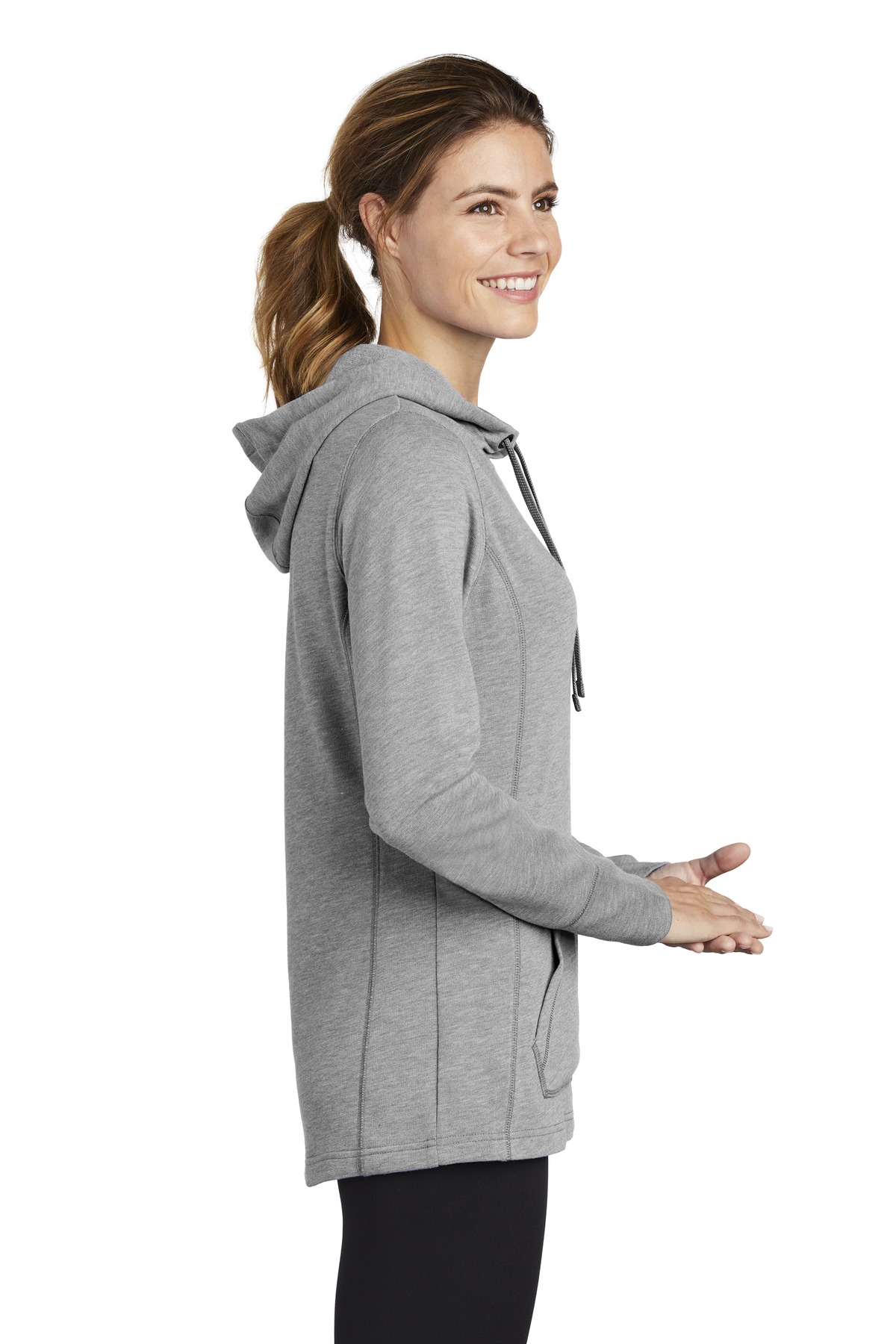 LST296 Sport-Tek Ladies PosiCharge Tri-Blend Wicking Fleece Hooded Pullover. - Siide Image