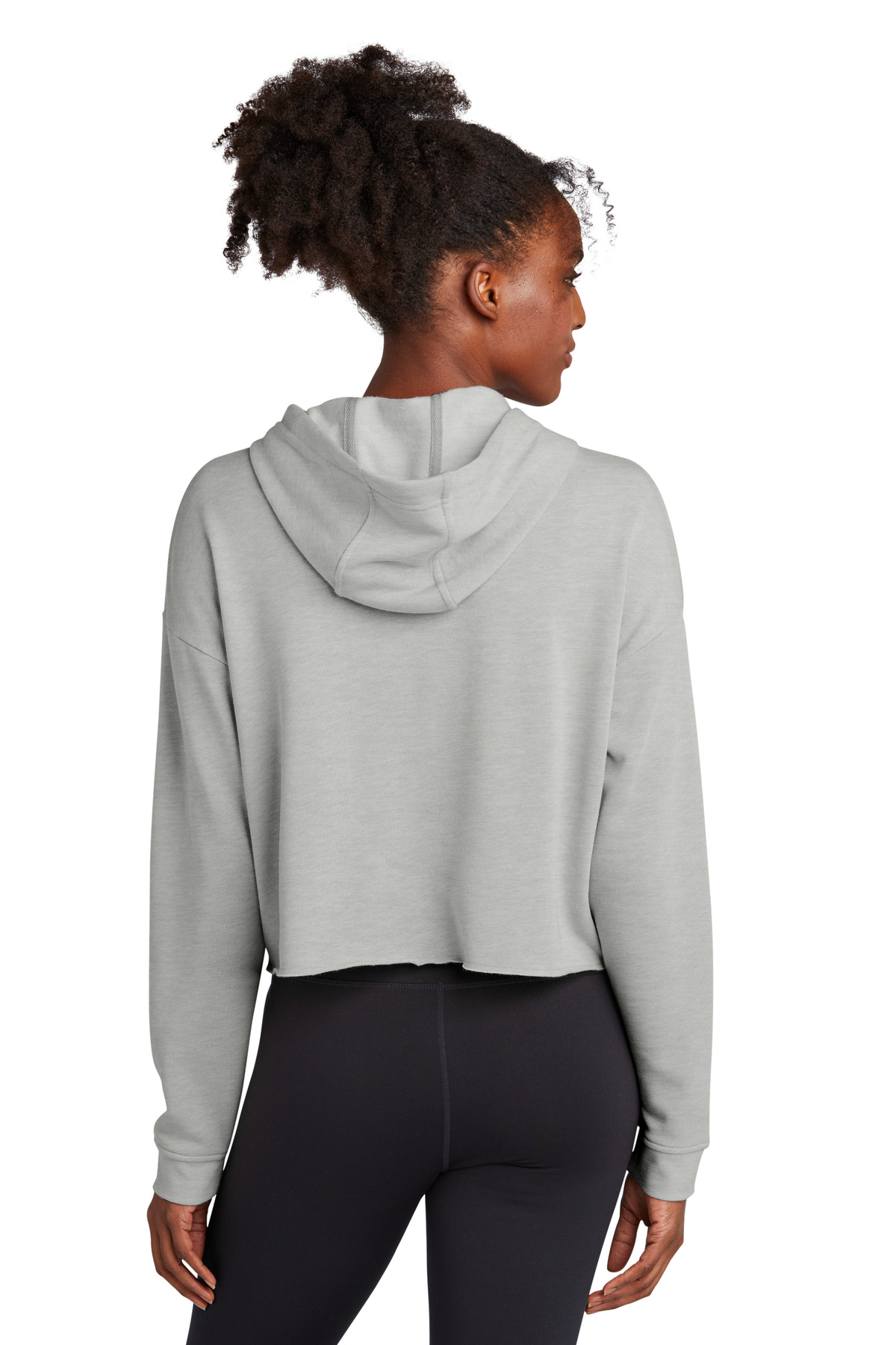 LST298 Sport-Tek Ladies PosiCharge Tri-Blend Wicking Fleece Crop Hooded Pullover - Back Image