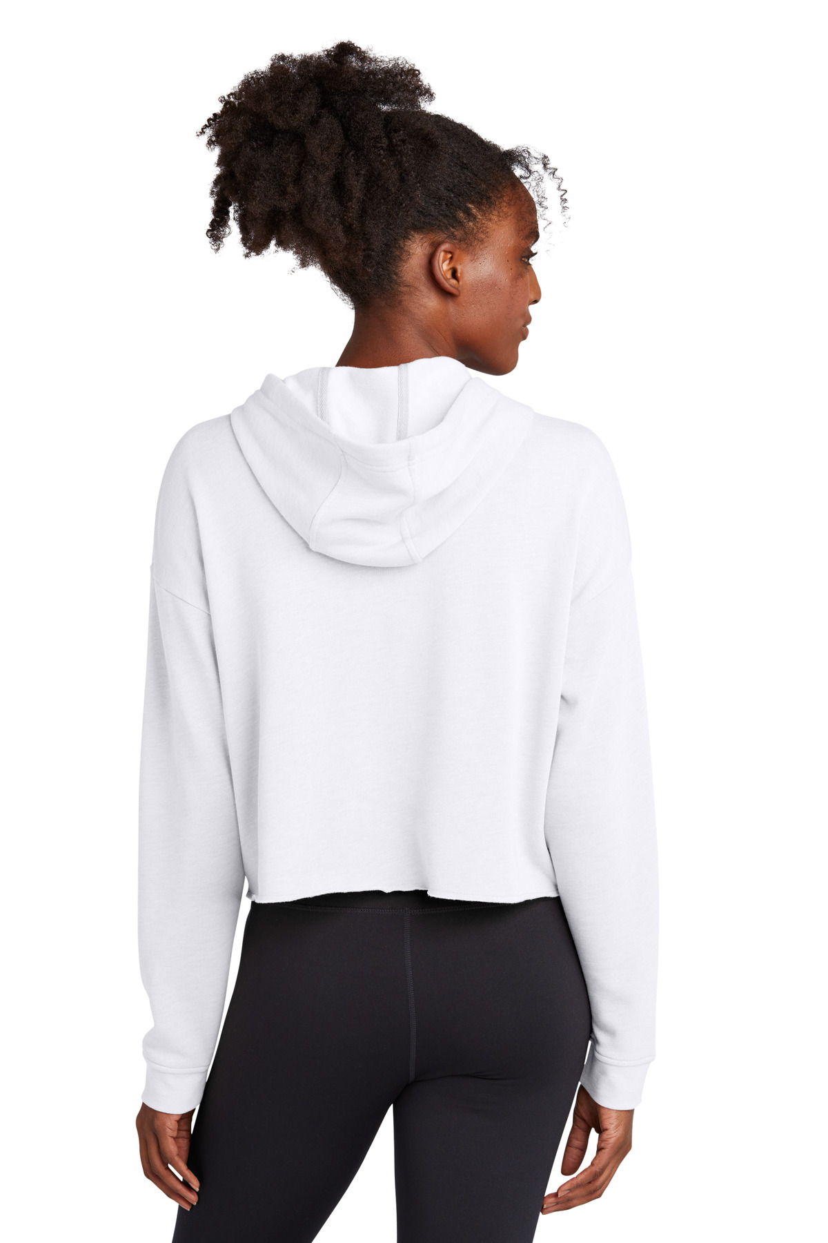 LST298 Sport-Tek Ladies PosiCharge Tri-Blend Wicking Fleece Crop Hooded Pullover - Back Image