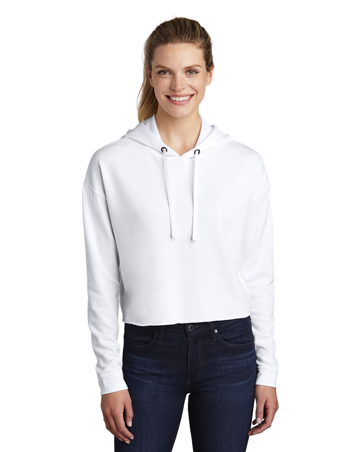 LST298 Sport-Tek Ladies PosiCharge Tri-Blend Wicking Fleece Crop Hooded Pullover