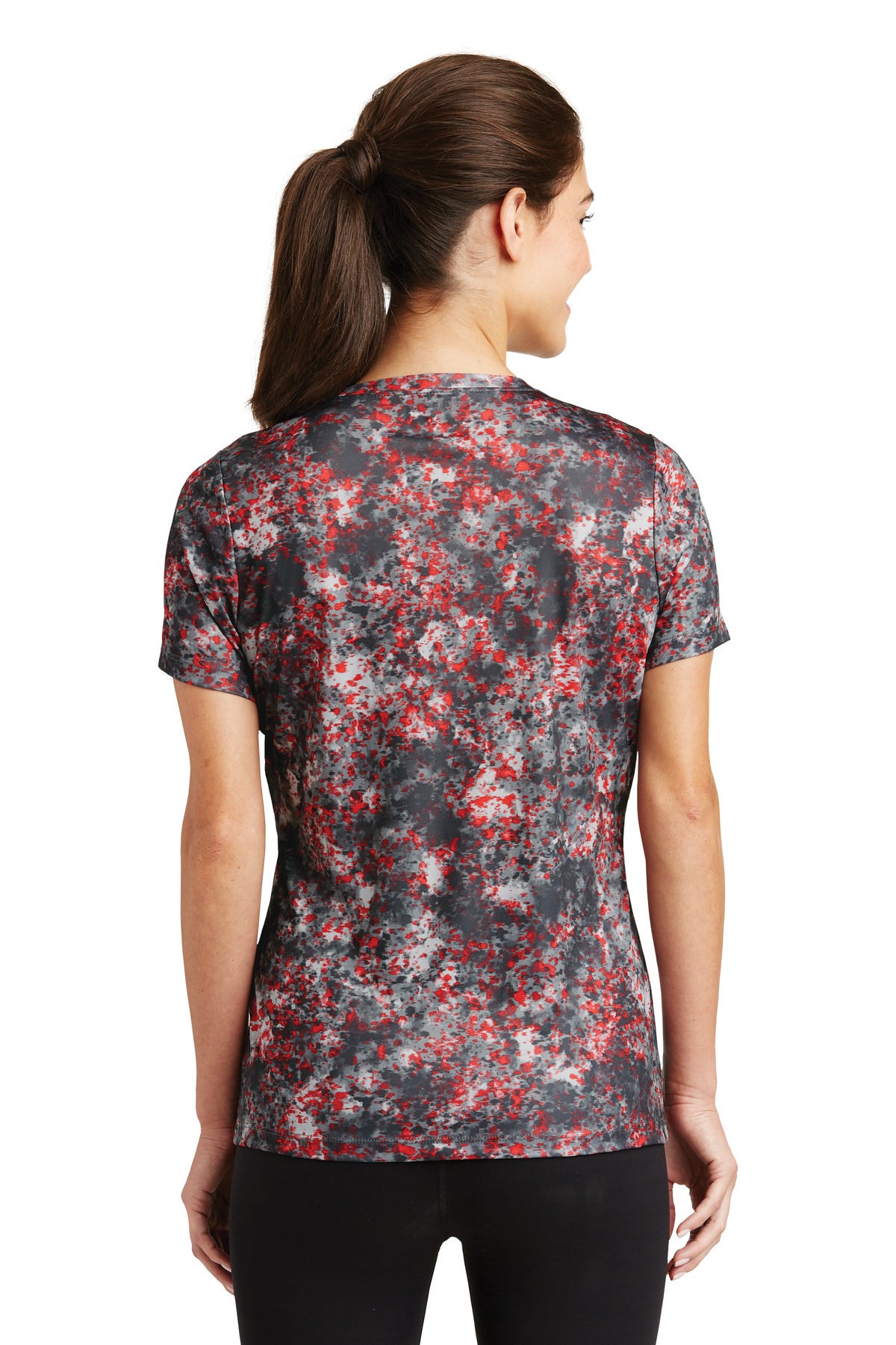 LST330 Sport-Tek Ladies Mineral Freeze Scoop Neck Tee. - Back Image