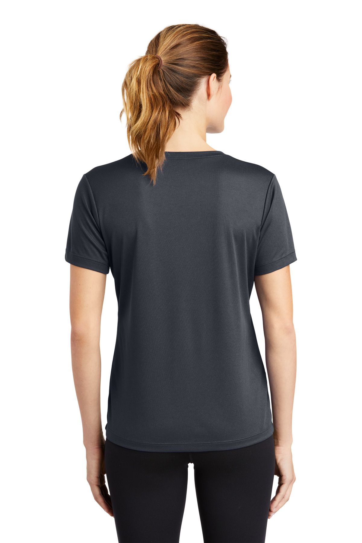 LST340 Sport-Tek Ladies PosiCharge RacerMesh V-Neck Tee. - Back Image