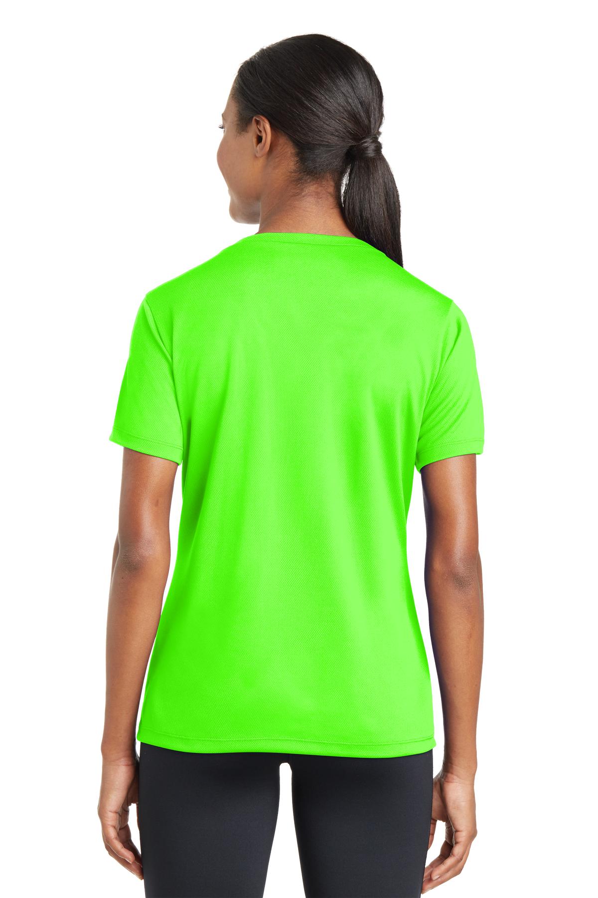 LST340 Sport-Tek Ladies PosiCharge RacerMesh V-Neck Tee. - Back Image