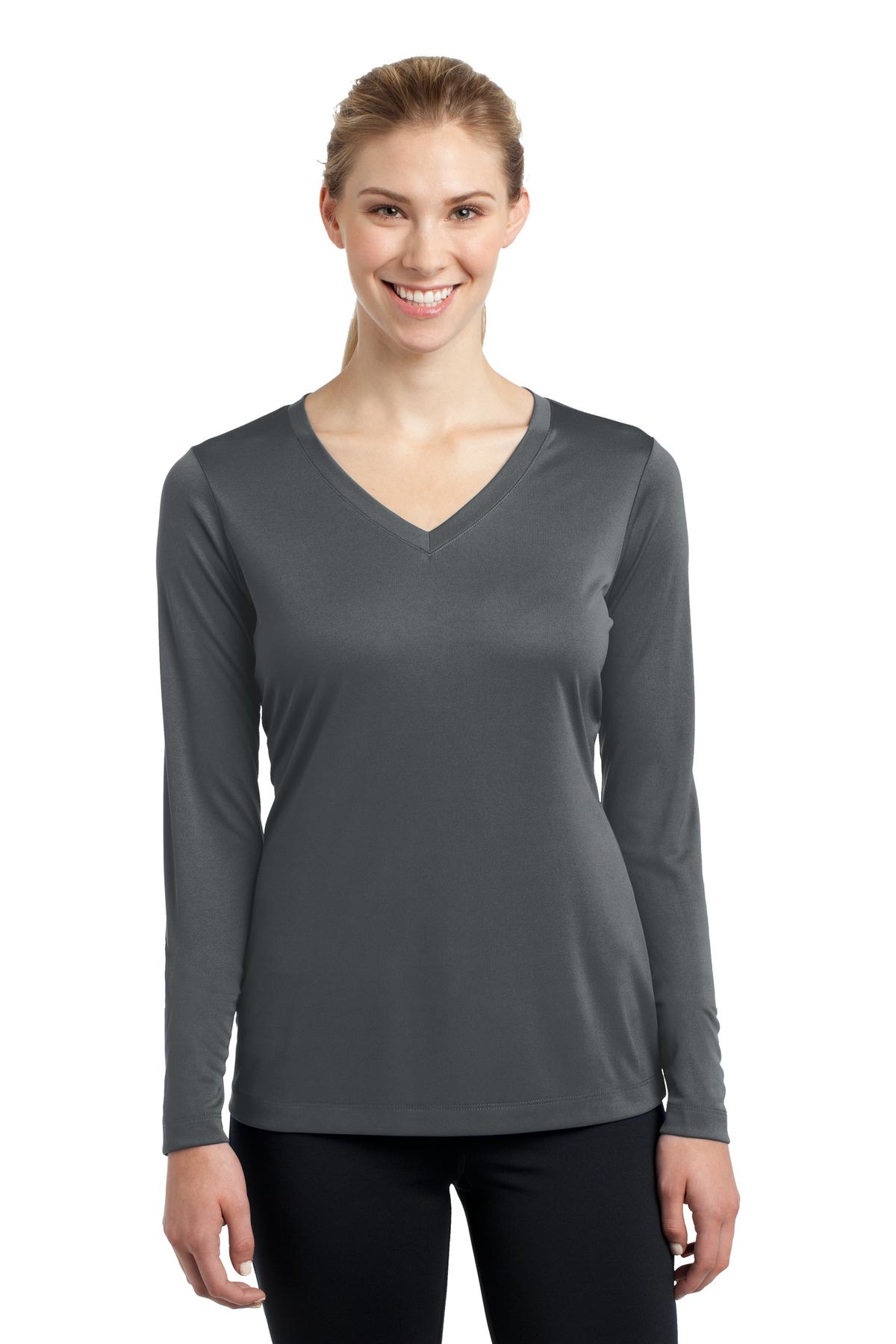 LST353LS Sport-Tek Ladies Long Sleeve PosiCharge Competitor V-Neck Tee.