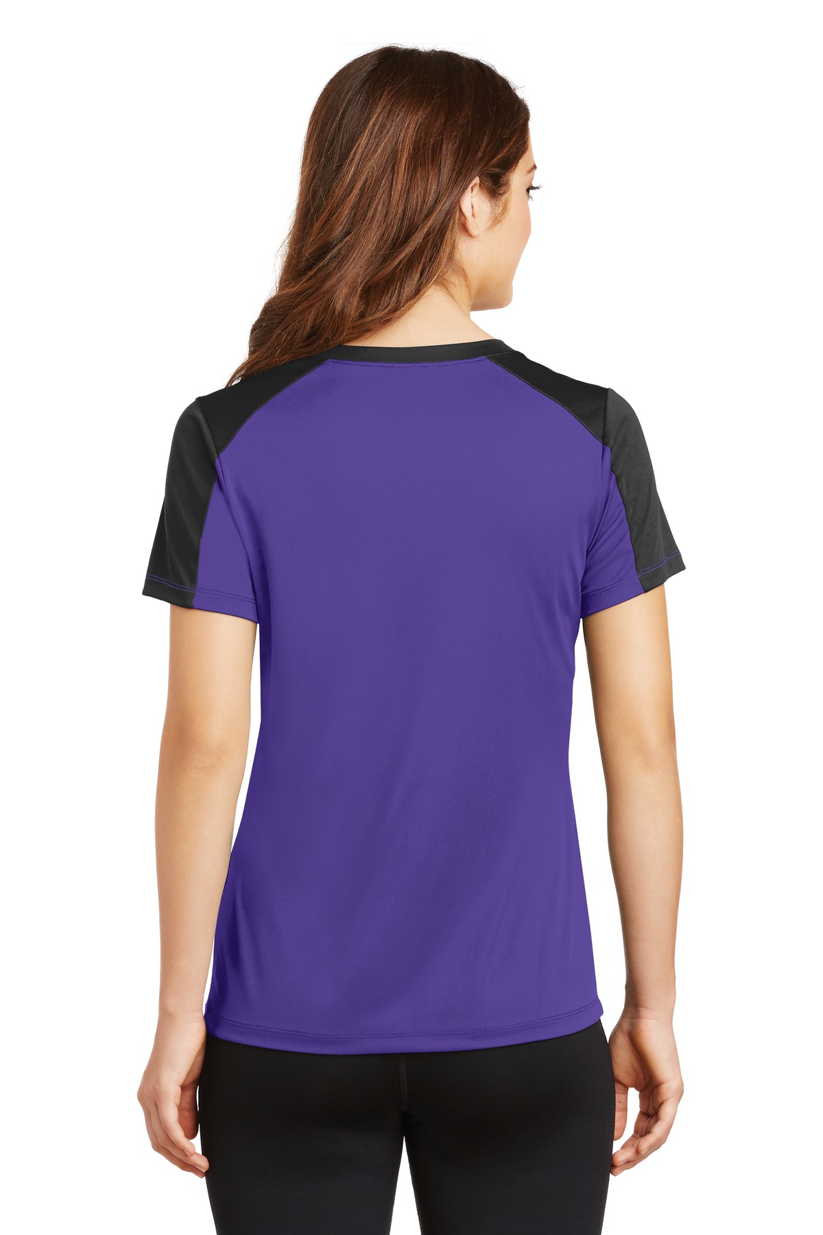 LST354 Sport-Tek Ladies PosiCharge Competitor Sleeve-Blocked V-Neck Tee. - Back Image