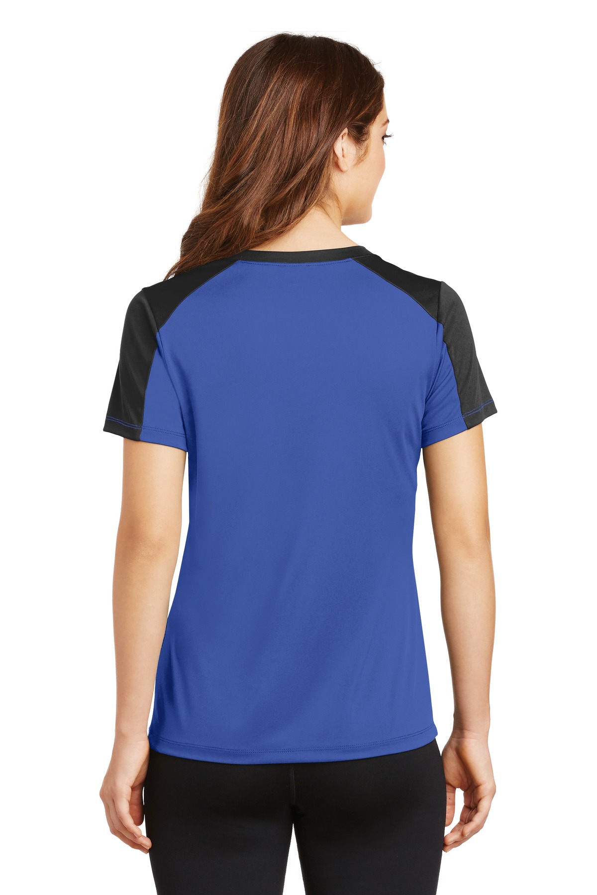 LST354 Sport-Tek Ladies PosiCharge Competitor Sleeve-Blocked V-Neck Tee. - Back Image