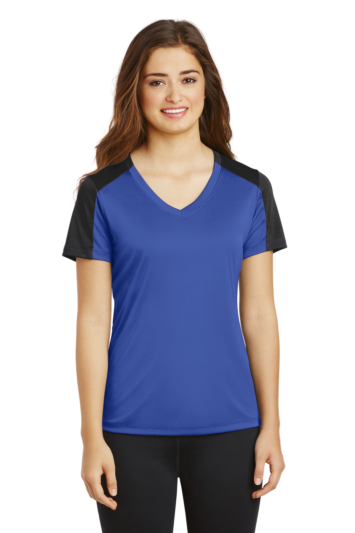 LST354 Sport-Tek Ladies PosiCharge Competitor Sleeve-Blocked V-Neck Tee. LST354 Sport-Tek Ladies PosiCharge Competitor Sleeve-Blocked V-Neck Tee.