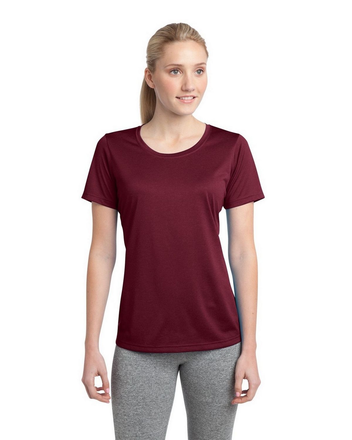 LST360 Sport-Tek Ladies Heather Contender Scoop Neck Tee.