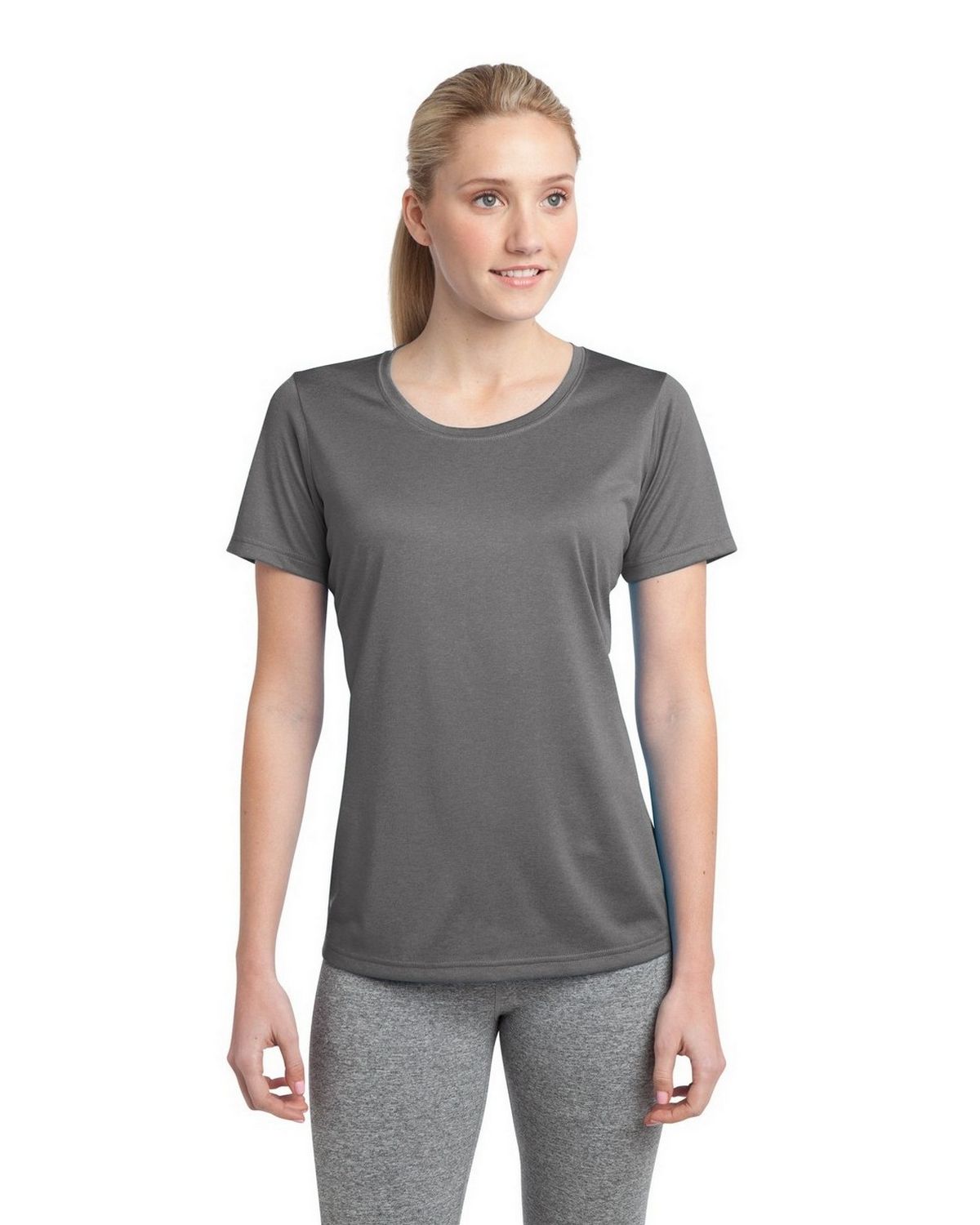 LST360 Sport-Tek Ladies Heather Contender Scoop Neck Tee.