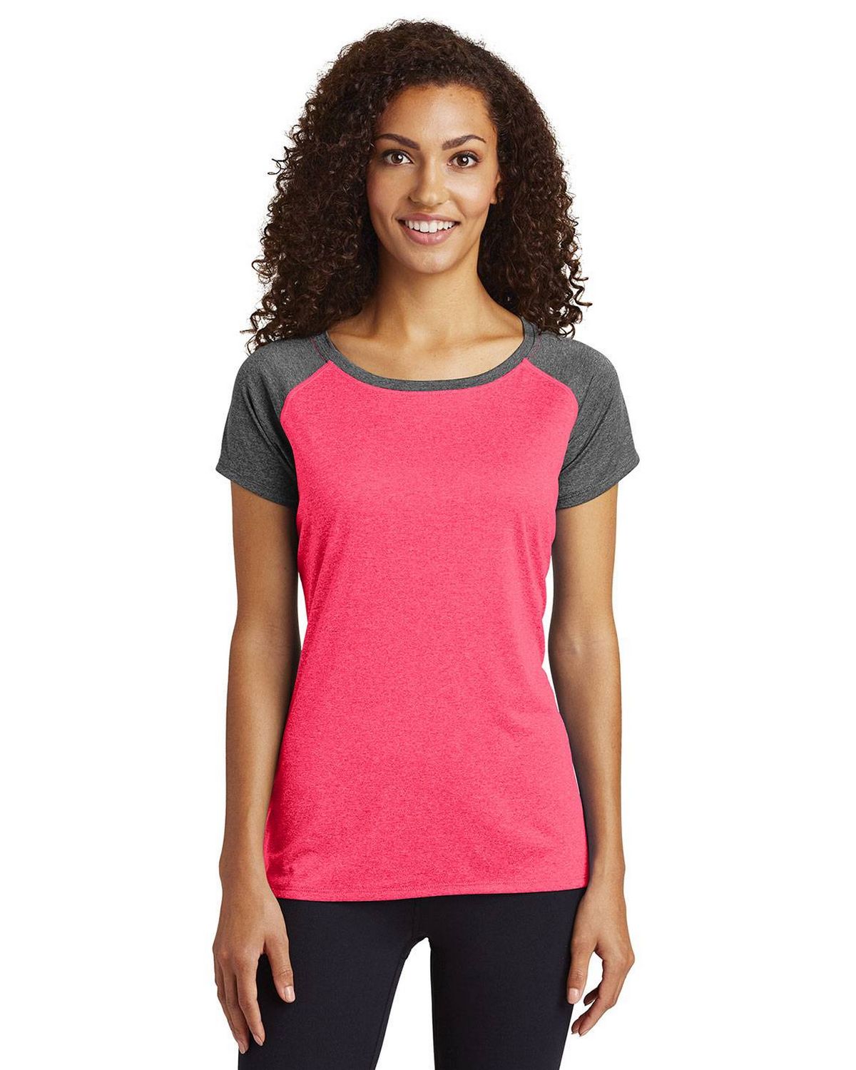LST362 Sport-Tek Ladies Heather-On-Heather Contender Scoop Neck Tee