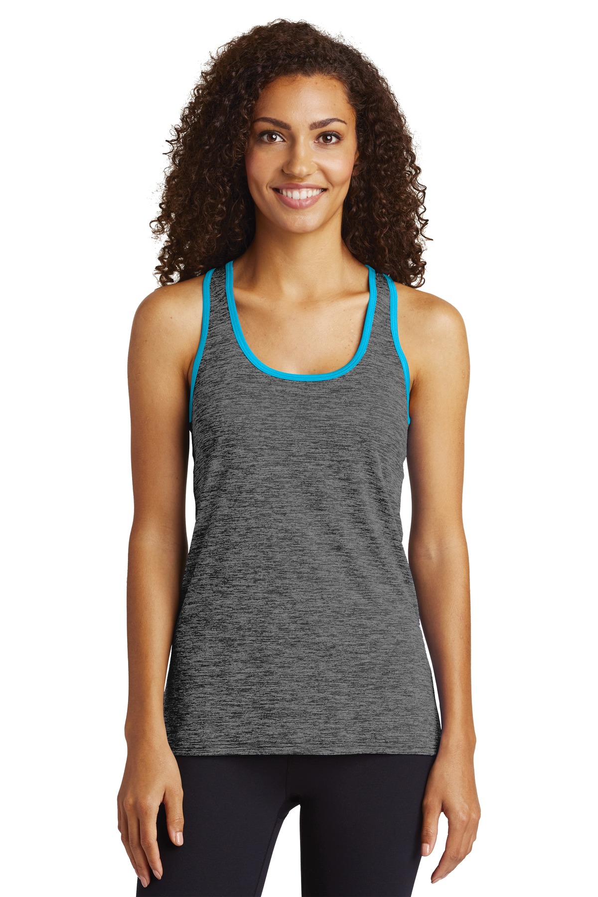 LST396 Sport-Tek Ladies PosiCharge Electric Heather Racerback Tank.