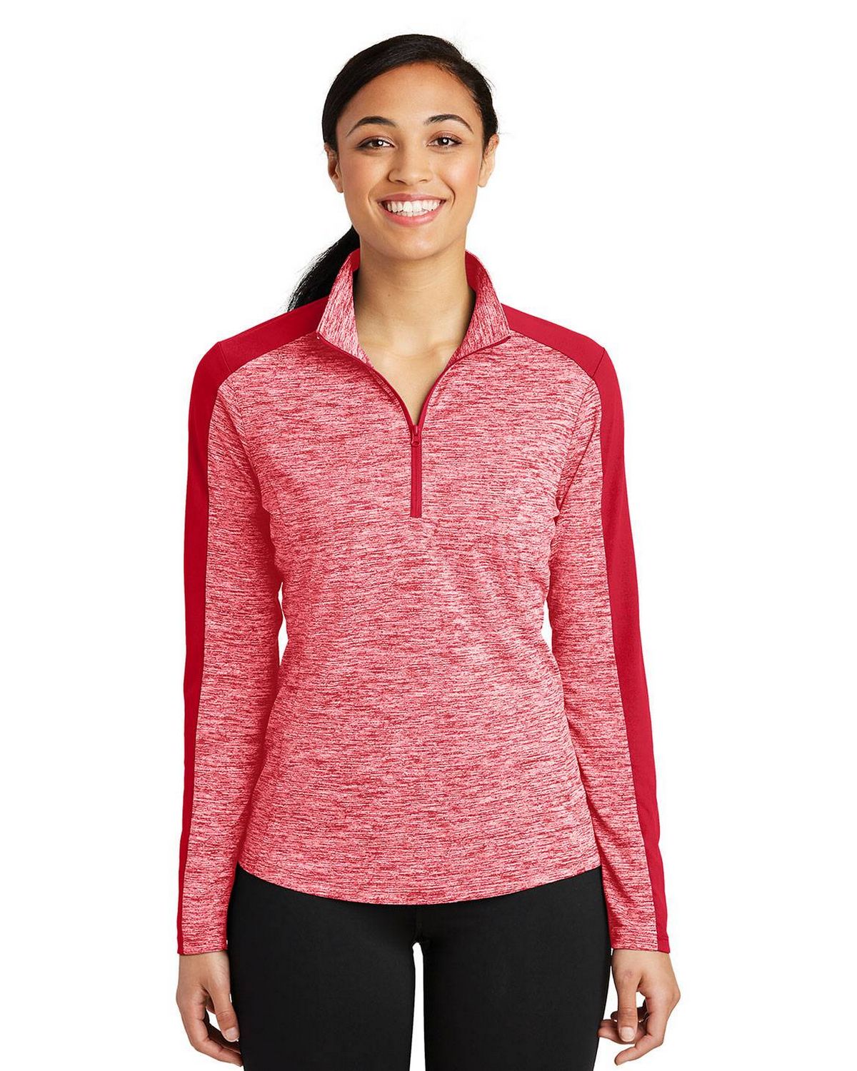 LST397 Sport-Tek Ladies PosiCharge Electric Heather Colorblock 1/4-Zip Pullover LST397 Sport-Tek Ladies PosiCharge Electric Heather Colorblock 1/4-Zip Pullover