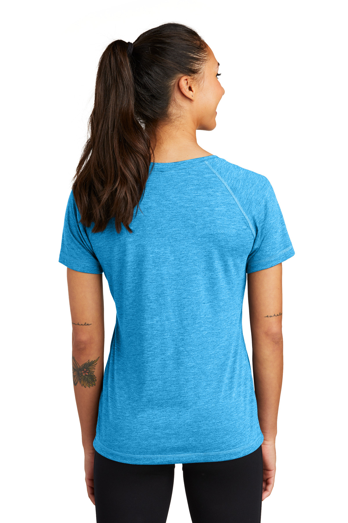 LST400 Sport-Tek Ladies PosiCharge Tri-Blend Wicking Scoop Neck Raglan Tee - Back Image