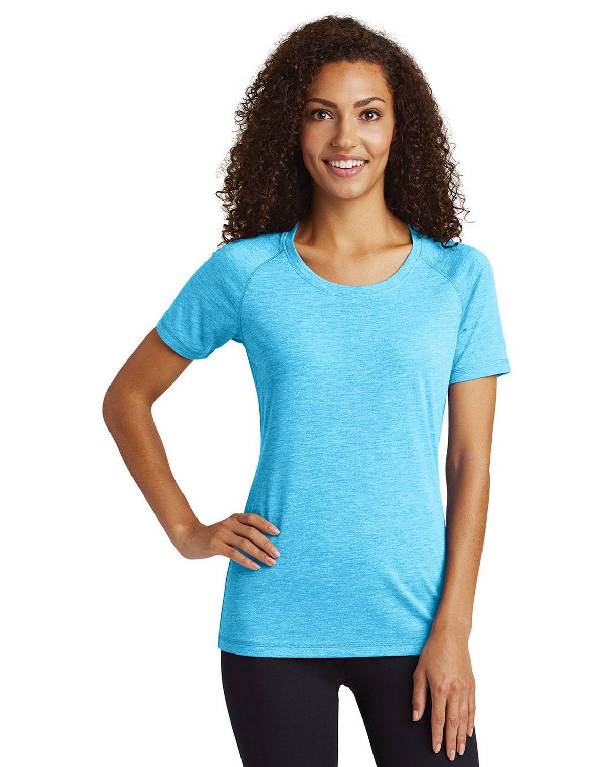 LST400 Sport-Tek Ladies PosiCharge Tri-Blend Wicking Scoop Neck Raglan Tee