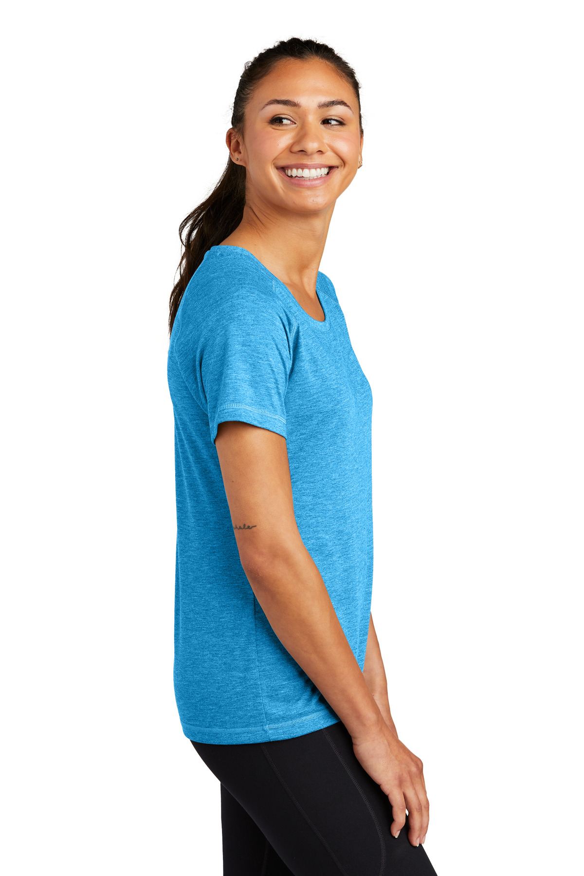 LST400 Sport-Tek Ladies PosiCharge Tri-Blend Wicking Scoop Neck Raglan Tee - Siide Image