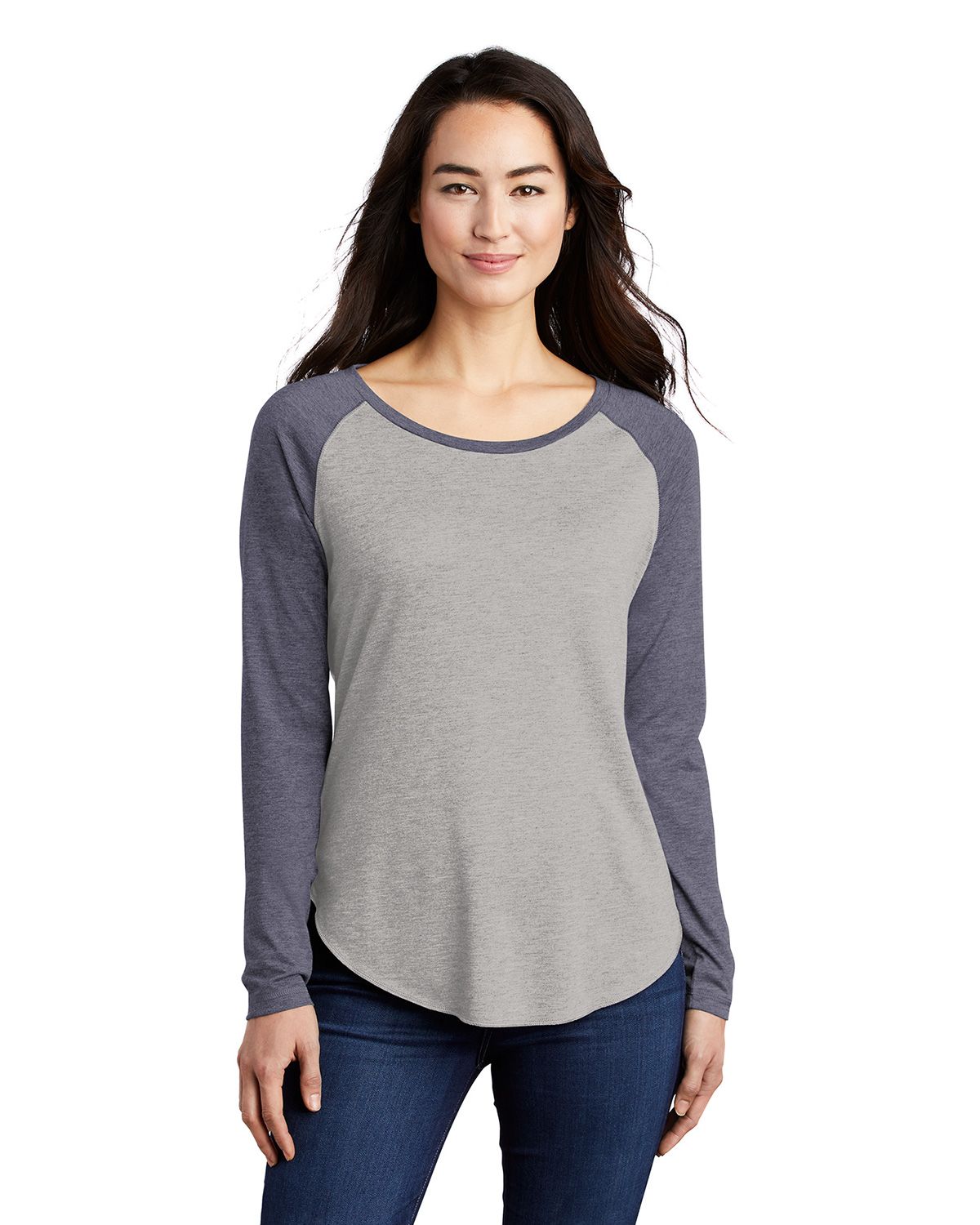 LST400LS Sport-Tek Ladies PosiCharge Long Sleeve Tri-Blend Wicking Scoop Neck Raglan Tee