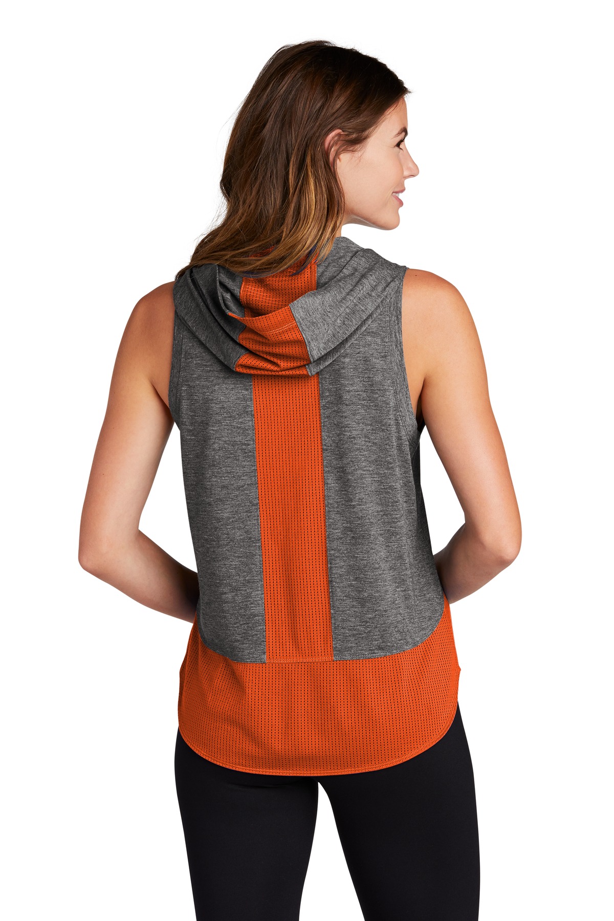 LST410 Sport-Tek Ladies PosiCharge Tri-Blend Wicking Draft Hoodie Tank. - Back Image