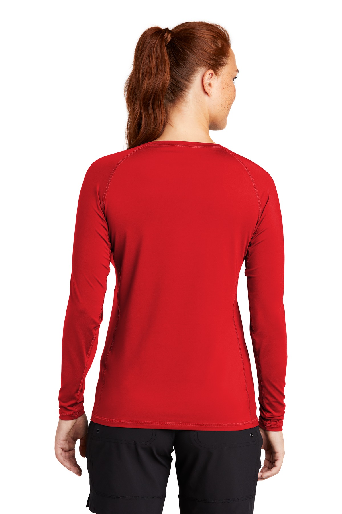 LST470LS Sport-Tek Ladies Long Sleeve Rashguard Tee. - Back Image