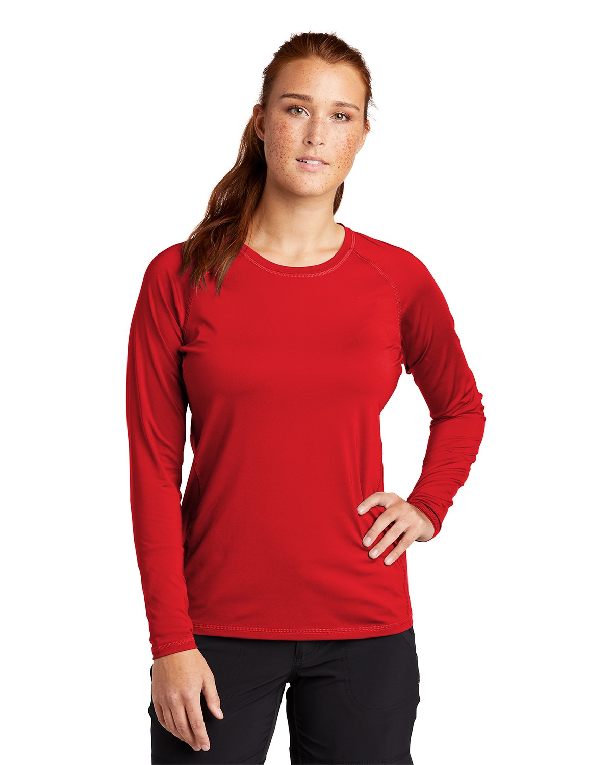 LST470LS Sport-Tek Ladies Long Sleeve Rashguard Tee.