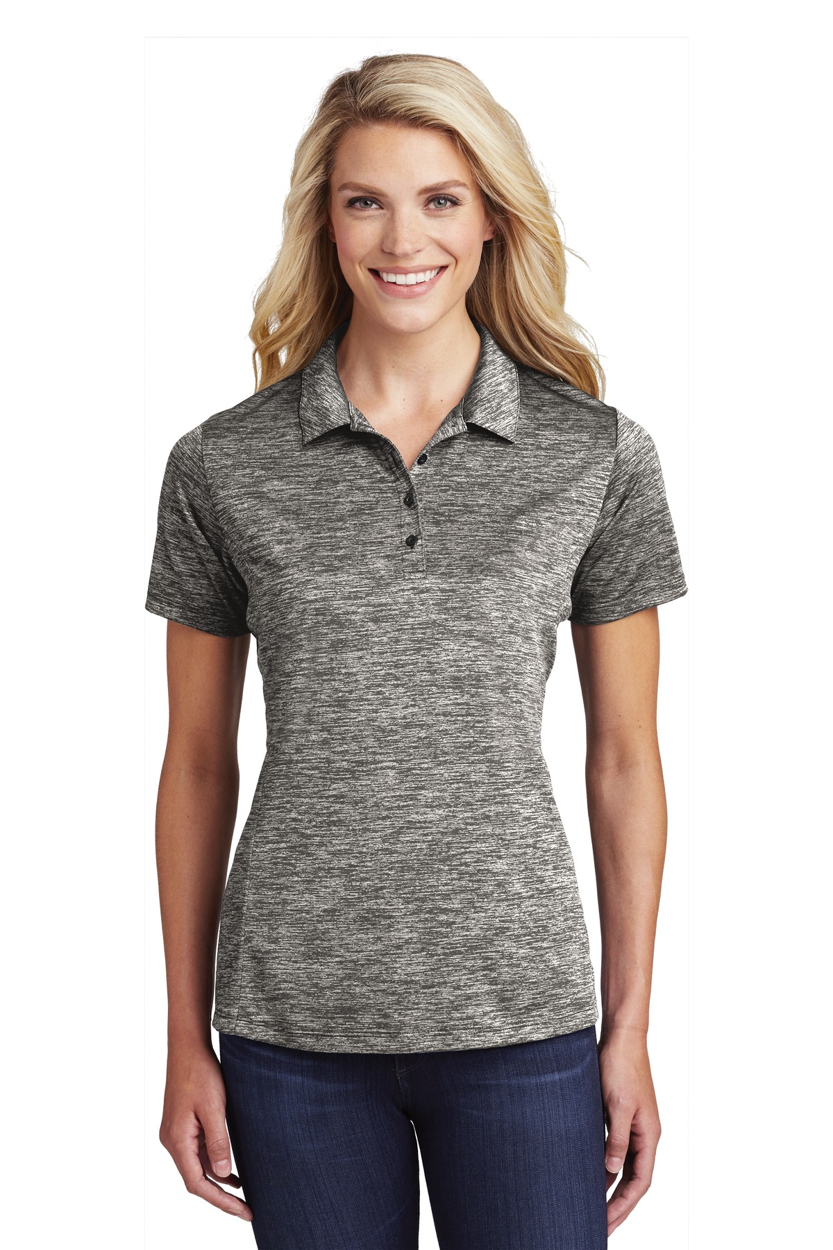 LST590 Sport-Tek Ladies PosiCharge Electric Heather Polo
