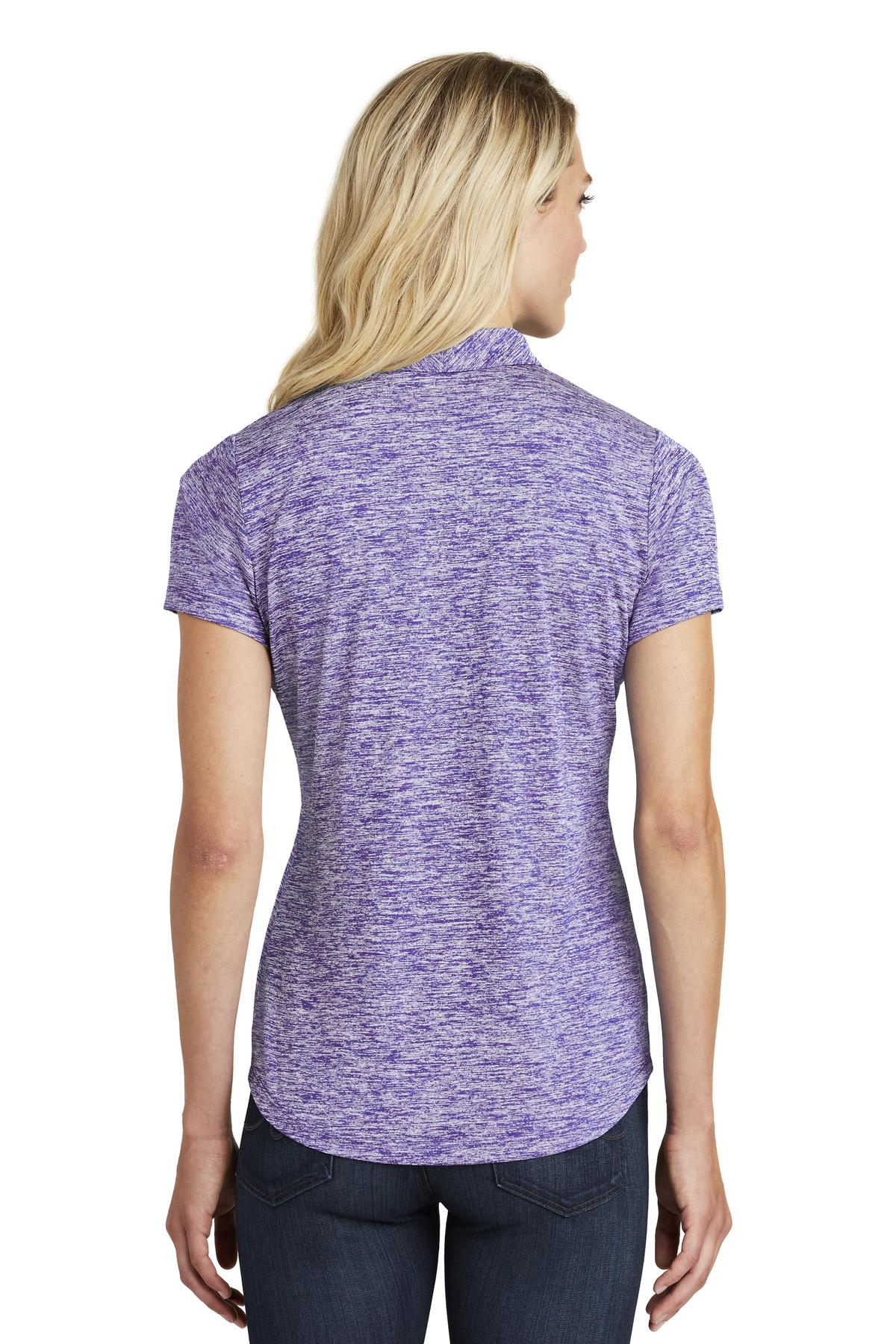 LST590 Sport-Tek Ladies PosiCharge Electric Heather Polo. - Back Image