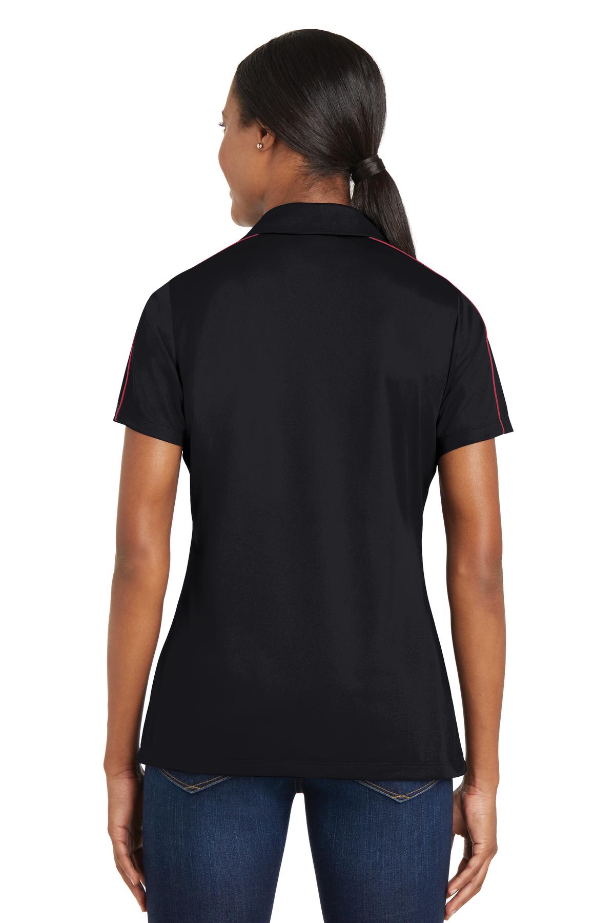 LST653 Sport-Tek Ladies Micropique Sport-Wick Piped Polo LST653 Sport-Tek Ladies Micropique Sport-Wick Piped Polo - Back Image