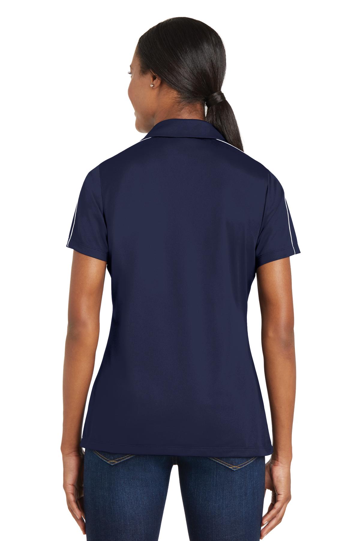 LST653 Sport-Tek Ladies Micropique Sport-Wick Piped Polo LST653 Sport-Tek Ladies Micropique Sport-Wick Piped Polo - Back Image