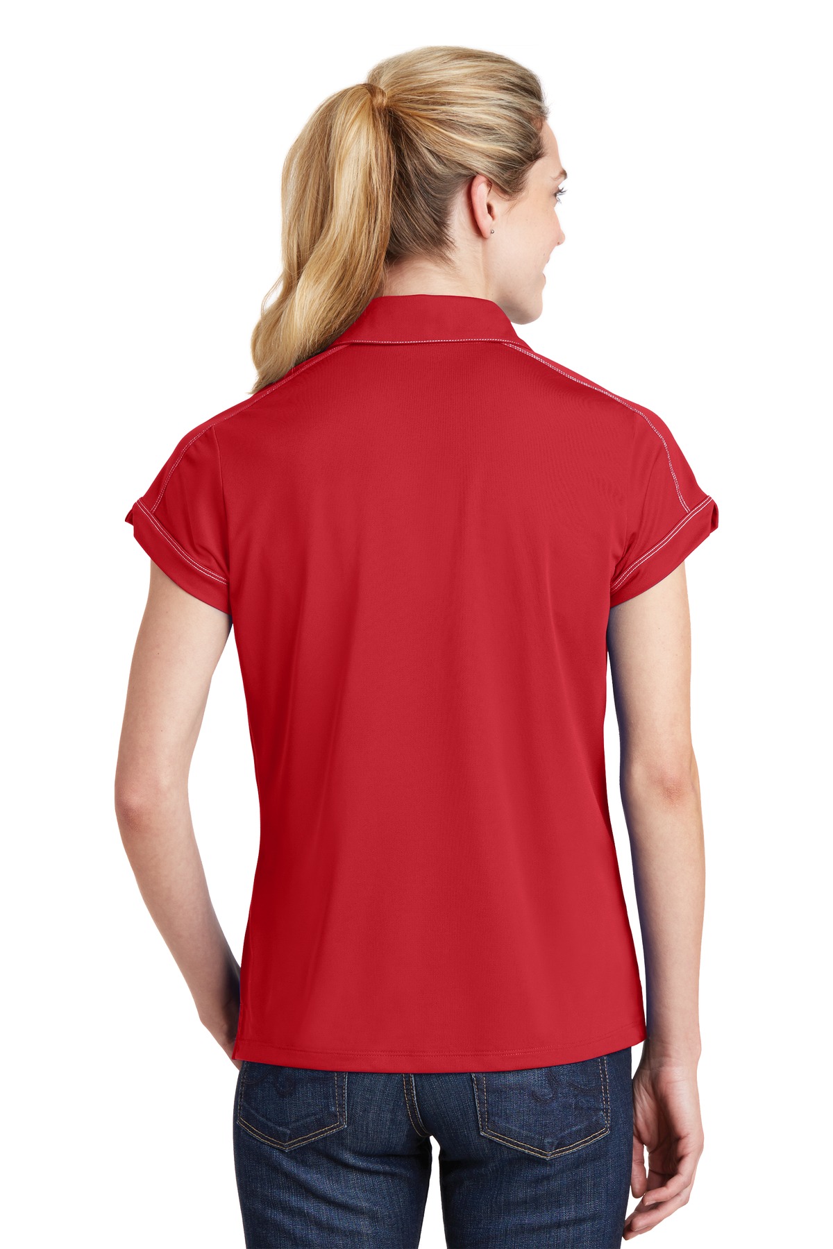 LST659 Sport-Tek Ladies Contrast Stitch Micropique Sport-Wick Polo LST659 Sport-Tek Ladies Contrast Stitch Micropique Sport-Wick Polo - Back Image
