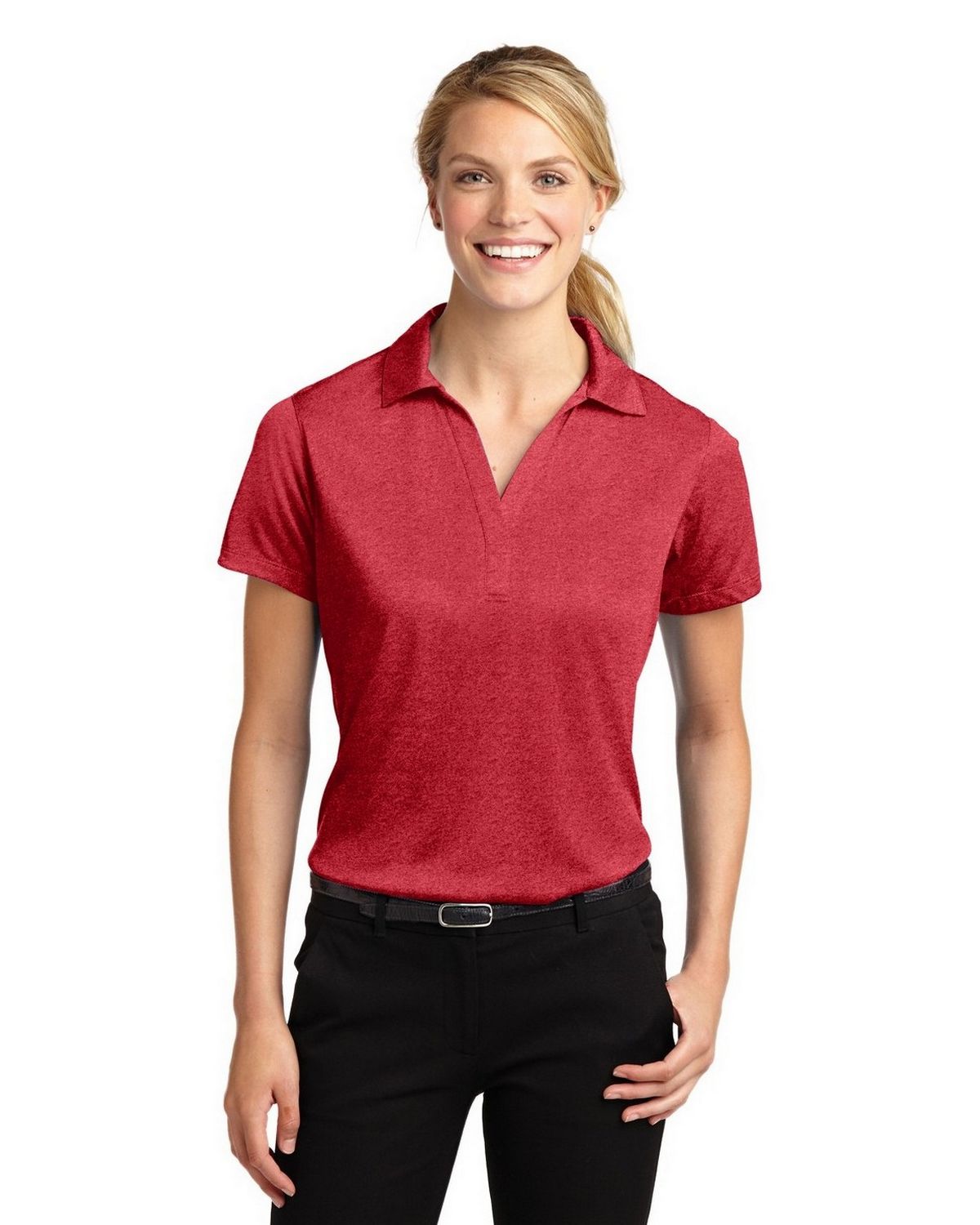 LST660 Sport-Tek Ladies Heather Contender Polo.