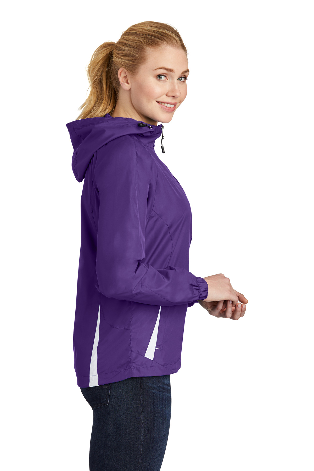 LST76 Sport-Tek Ladies Colorblock Hooded Raglan Jacket. - Siide Image