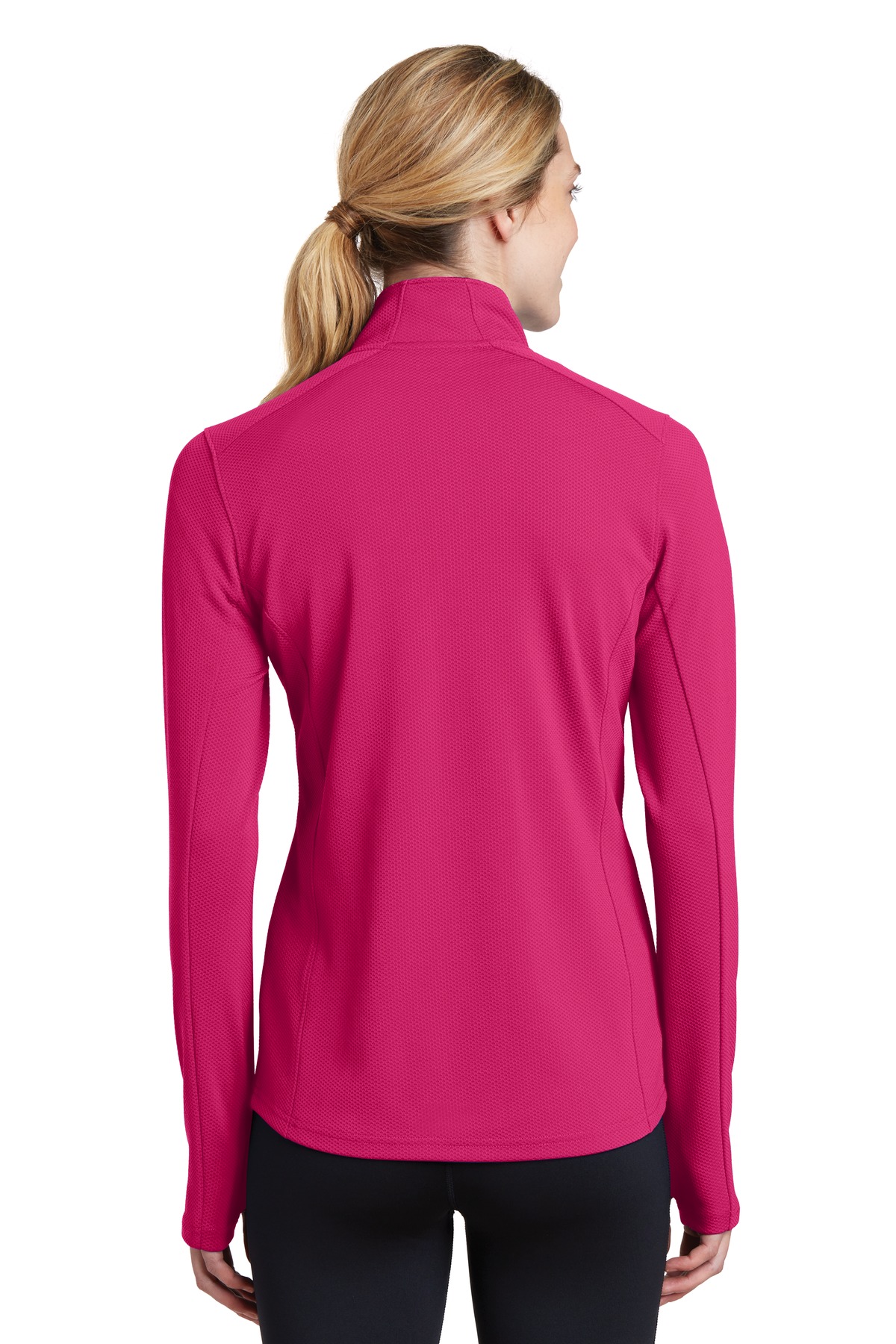LST860 Sport-Tek Ladies Sport-Wick Textured 1/4-Zip Pullover - Back Image