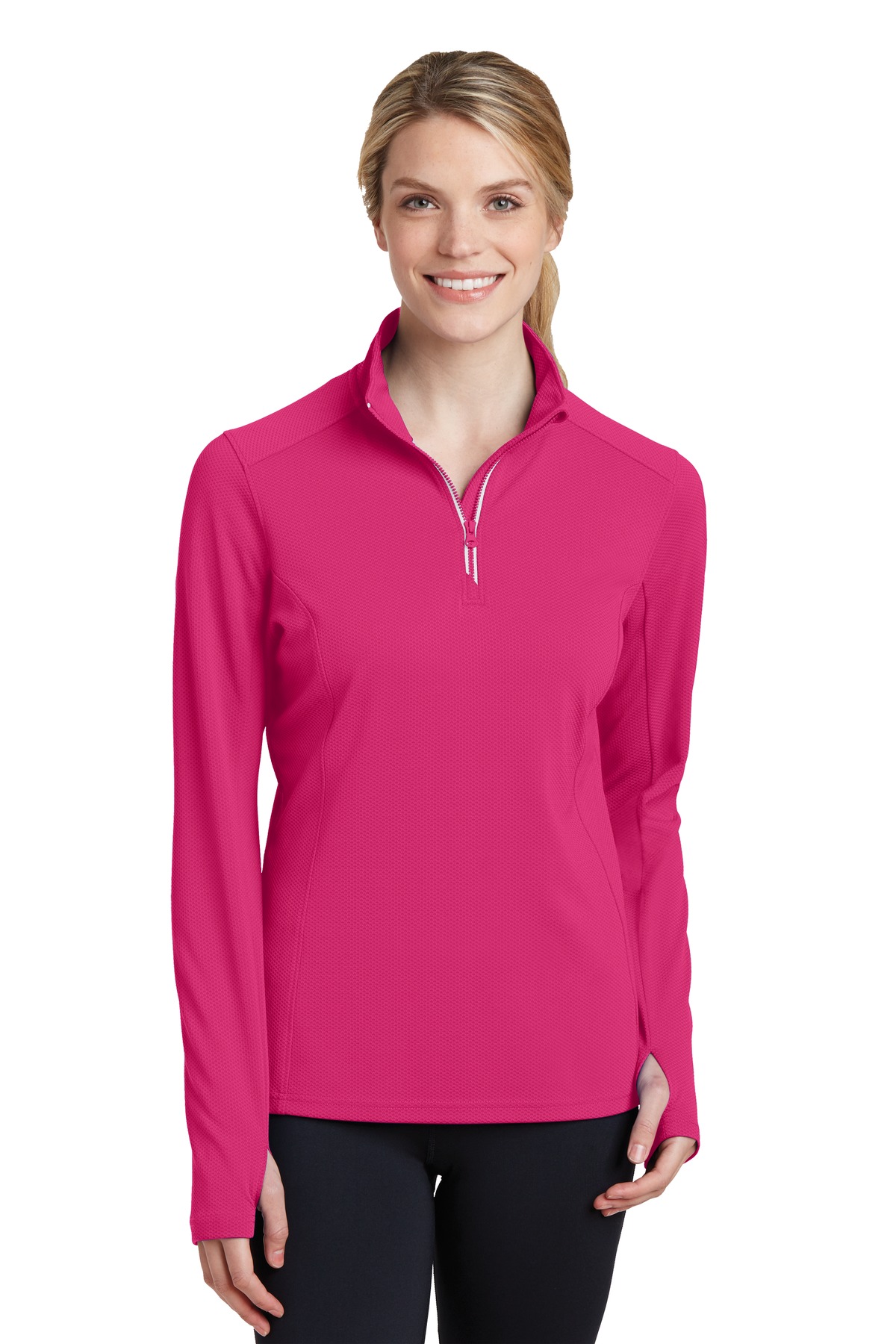LST860 Sport-Tek Ladies Sport-Wick Textured 1/4-Zip Pullover