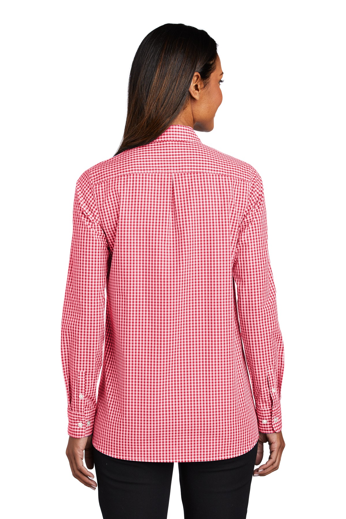 LW644 Port Authority Ladies Broadcloth Gingham Easy Care Shirt - Back Image