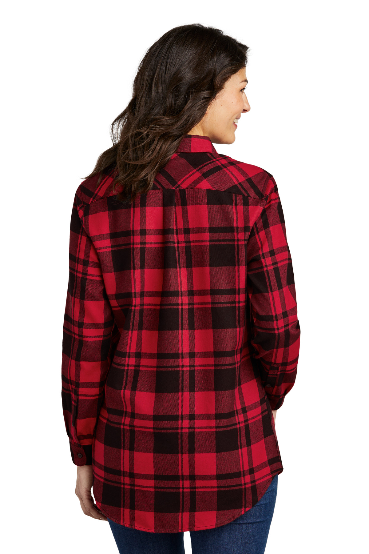 LW668 Port Authority Ladies Plaid Flannel Tunic . LW668 Port Authority Ladies Plaid Flannel Tunic . - Back Image