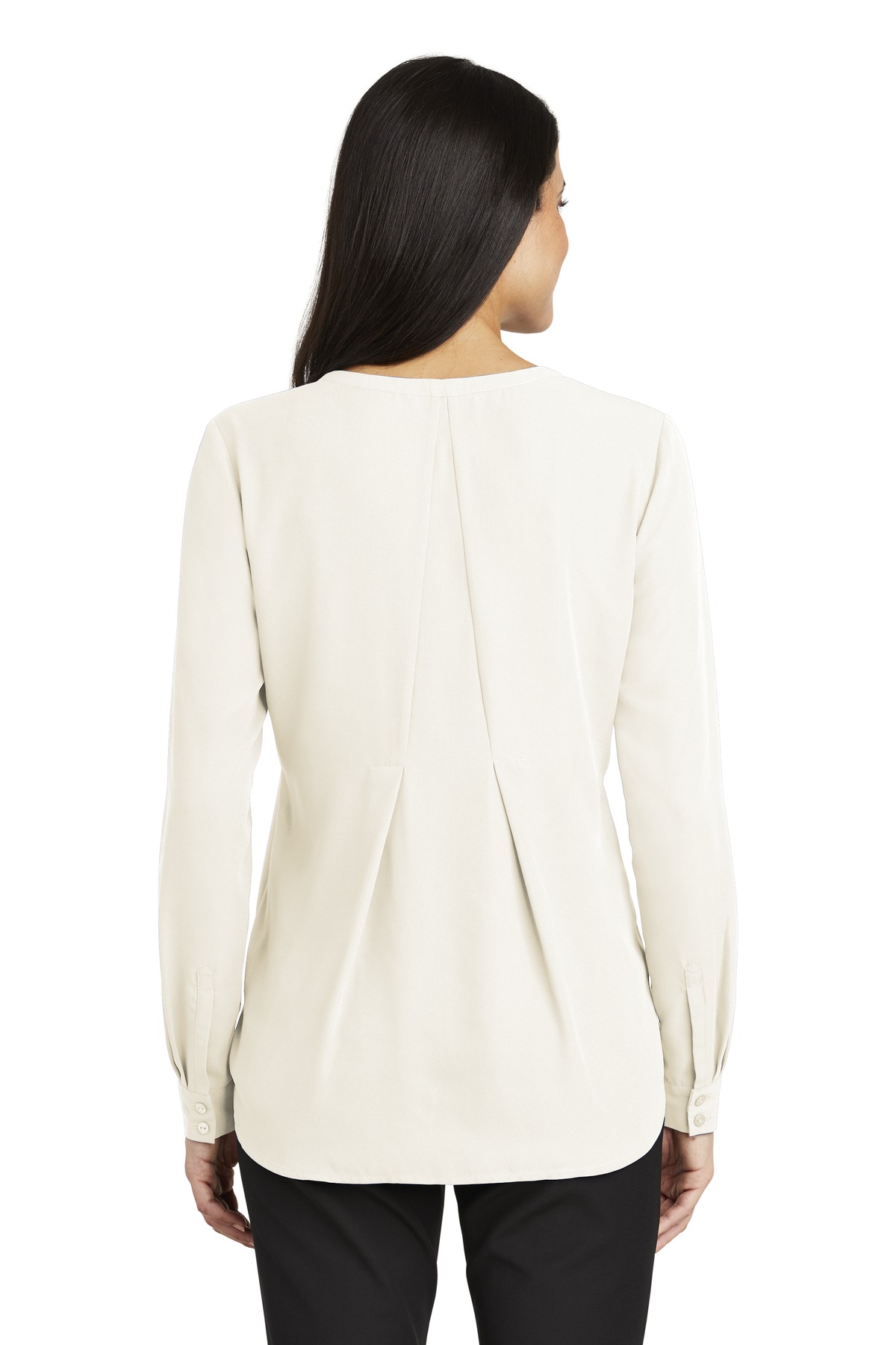LW700 Port Authority Ladies Long Sleeve Button-Front Blouse. - Back Image
