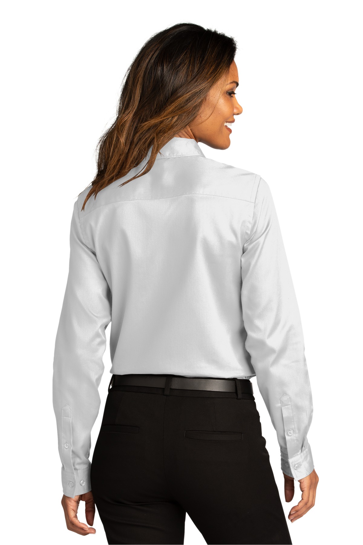 LW808 Port Authority Ladies Long Sleeve SuperPro React Twill Shirt. - Back Image