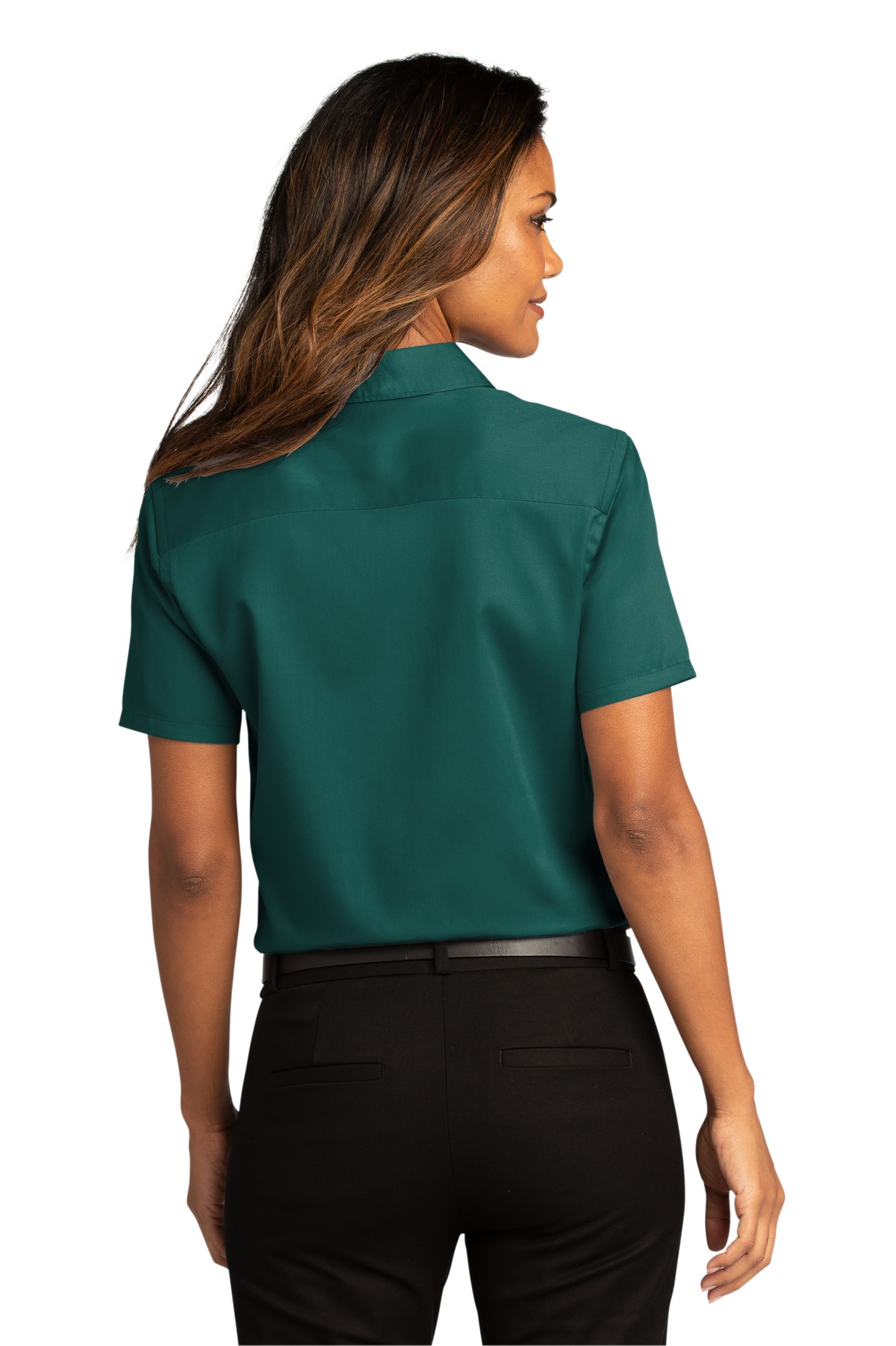LW809 Port Authority Ladies Short Sleeve SuperPro React Twill Shirt. - Back Image