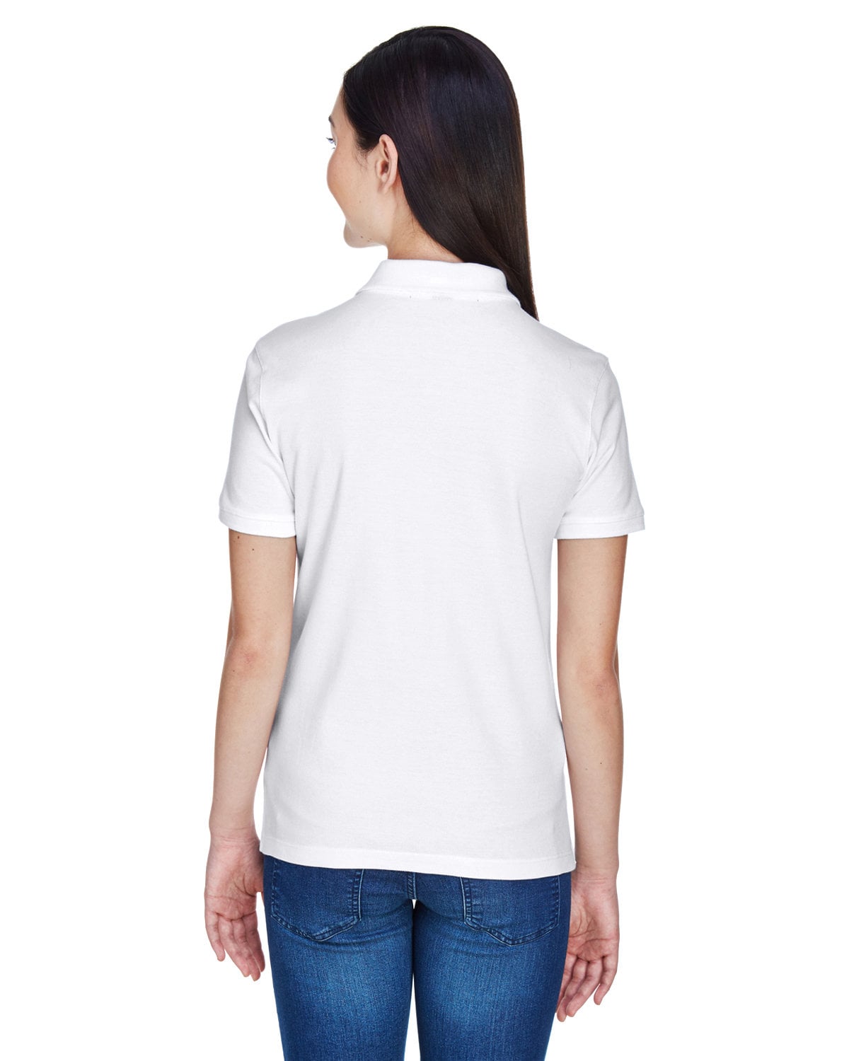 M200W Harriton Ladies 6 oz. Ringspun Cotton Piqué Short-Sleeve Polo - Back Image