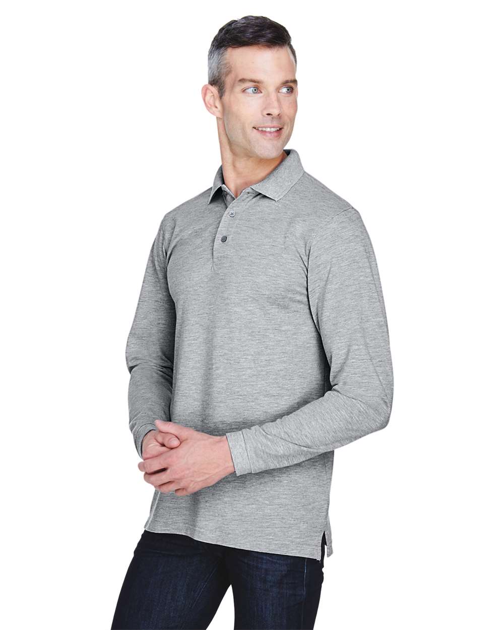 M265L Harriton Mens 5.6 oz. Easy Blend Long-Sleeve Polo - Siide Image