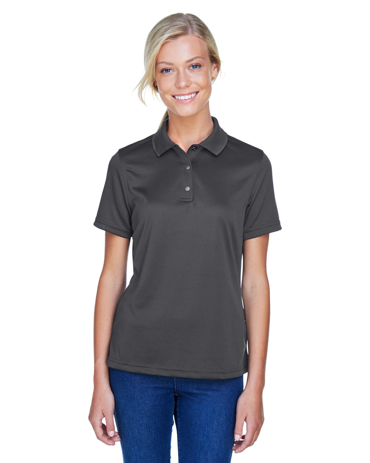 M345W Harriton Ladies Advantage Snag Protection Plus IL Snap Placket Polo