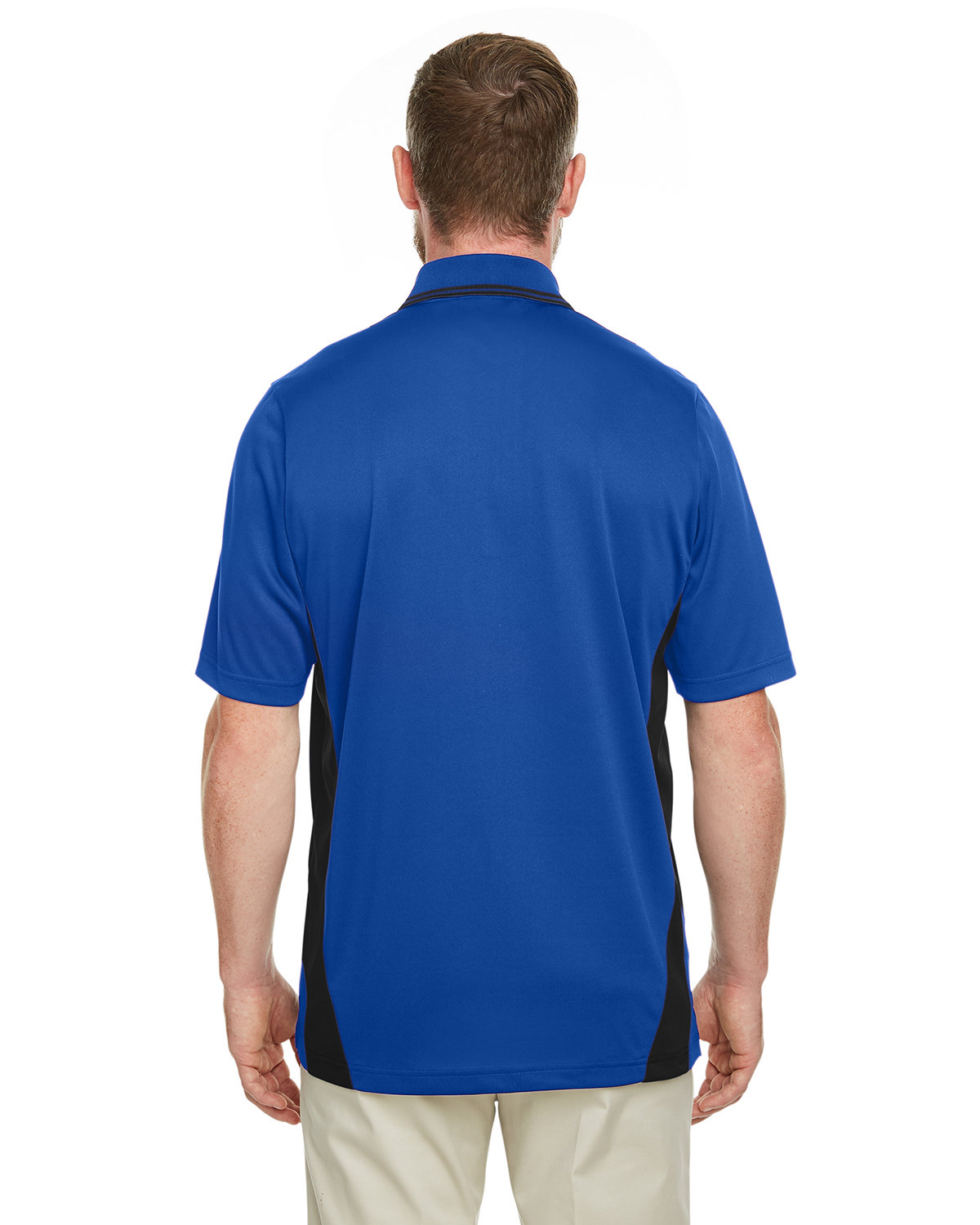 M386T Harriton Mens Tall Flash Snag Protection Plus IL Colorblock Polo - Back Image