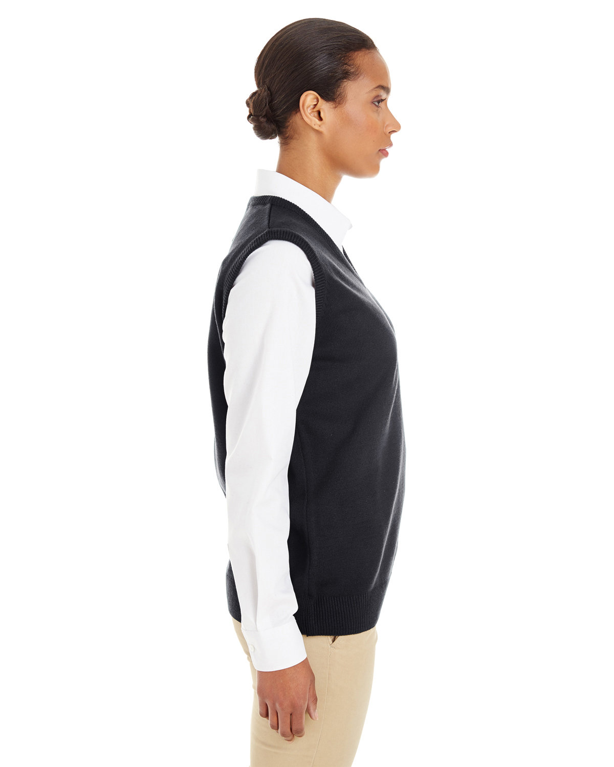 M415W Harriton Ladies Pilbloc V-Neck Sweater Vest - Siide Image