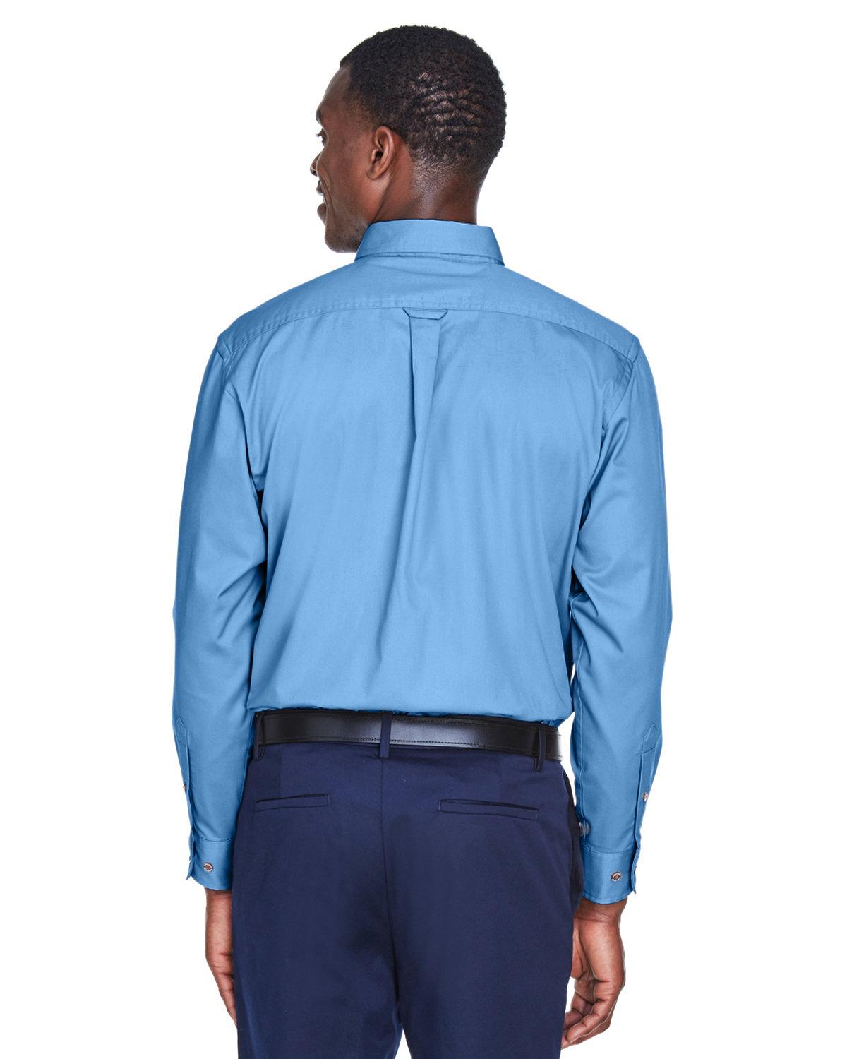 M500 Harriton Mens Easy Blend Long-Sleeve Twill Shirt with Stain-Release - Back Image