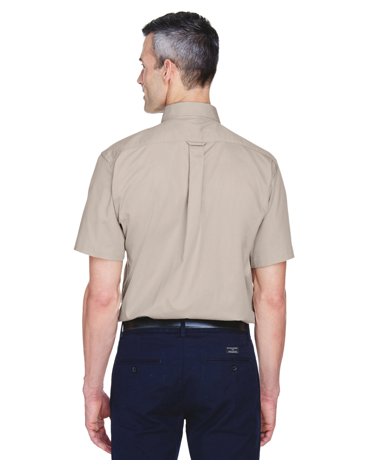 M500S Harriton Mens Easy Blend Short-Sleeve Twill Shirt with Stain-Release - Back Image